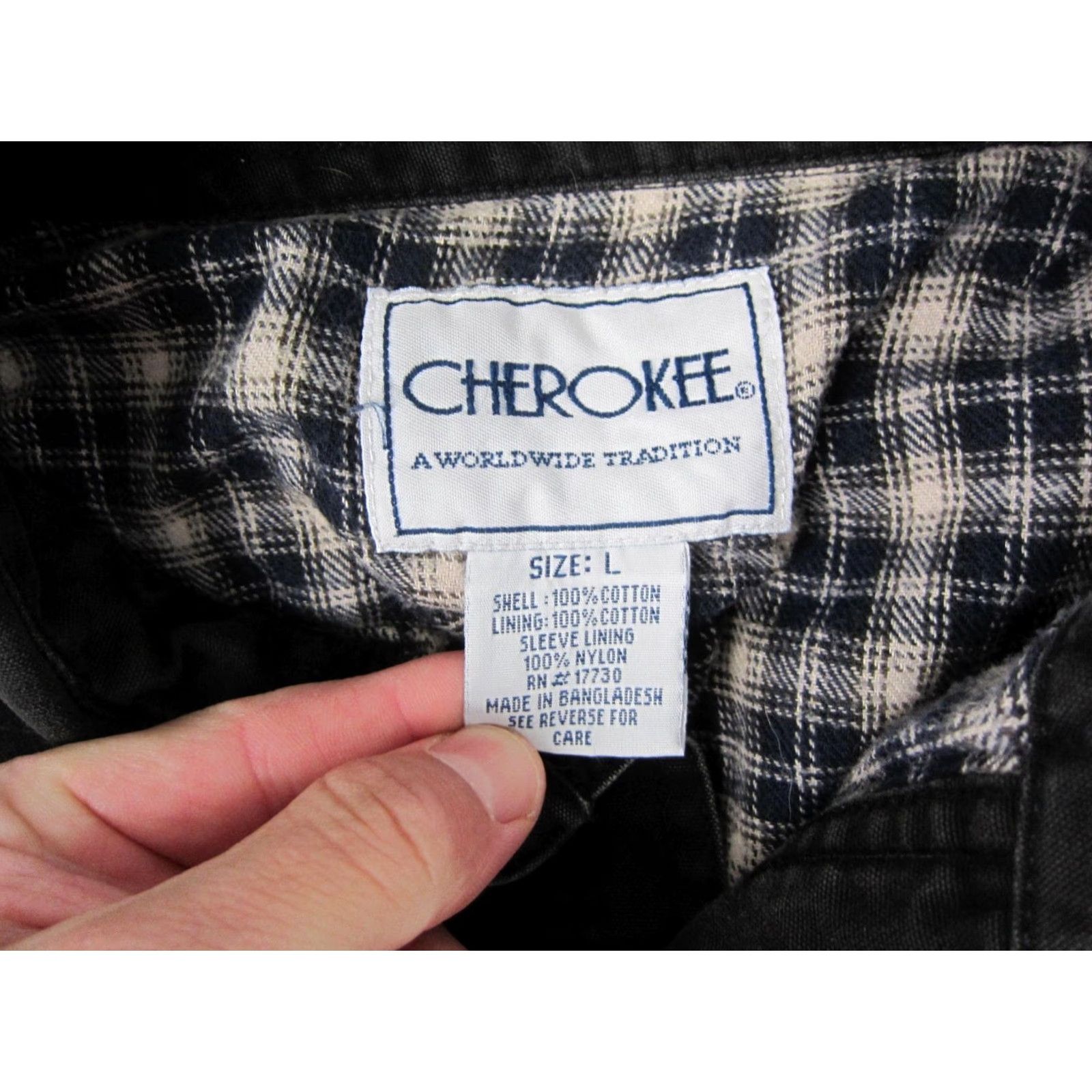 Cherokee VINTAGE Cherokee Shirt Mens L Black Canvas Button-Up Shacket Workwear 80s USA Button Down Collar Size US L / EU 52-54 / 3 - 4 Thumbnail