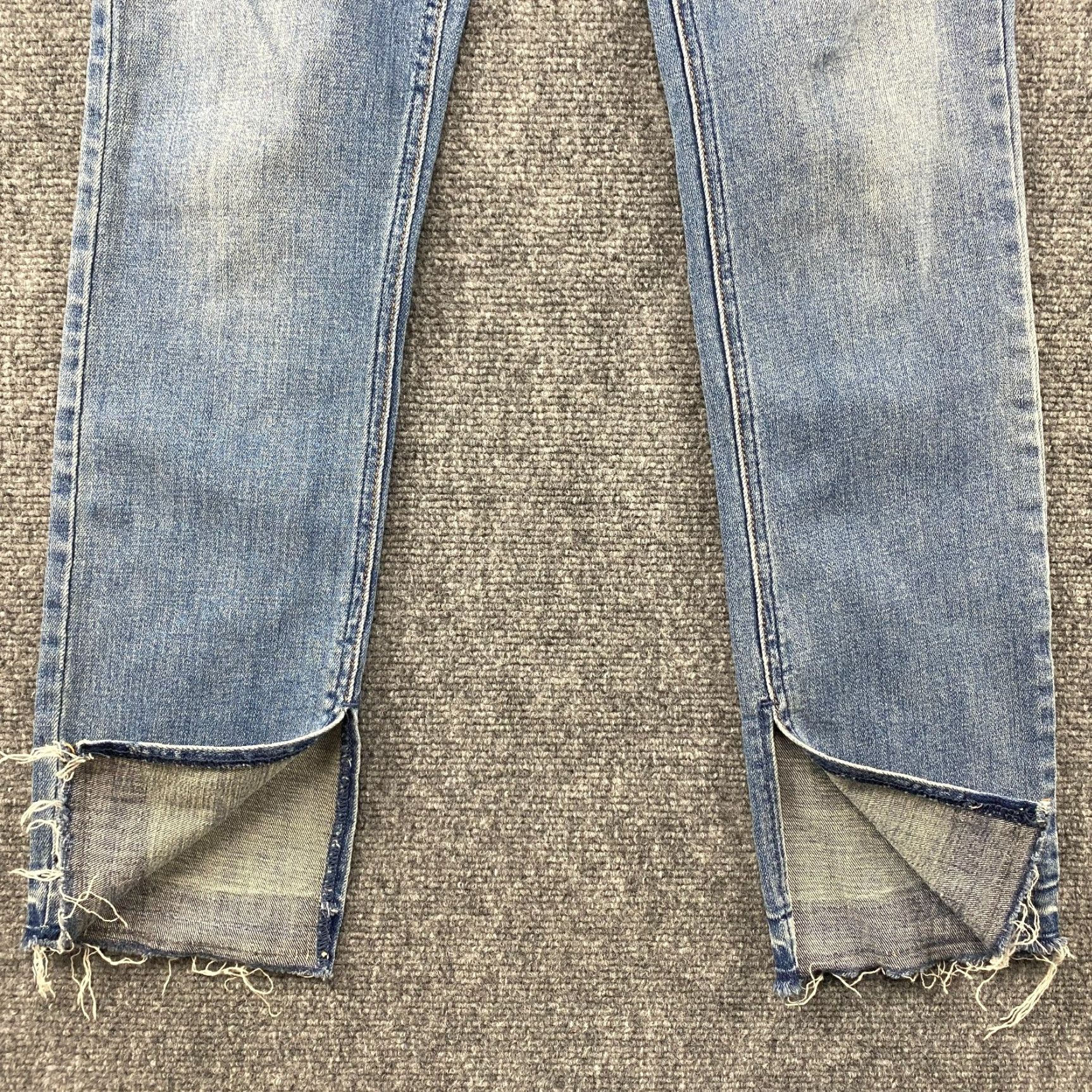Free People Free People Jeans Womens 28 Blue Mid-Rise Distressed Stretch Ankle Slit Fray Hem Size 28" / US 6 / IT 42 - 4 Thumbnail