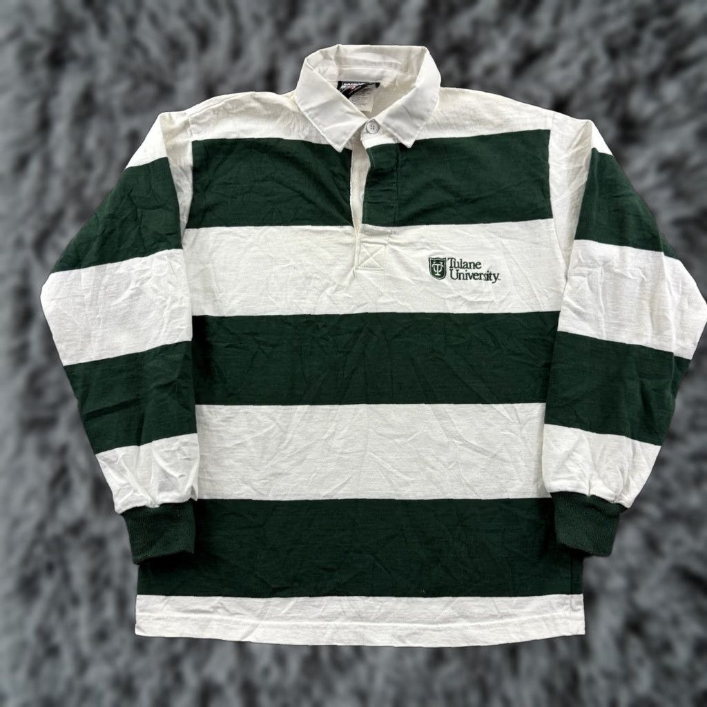 Barbarian VINTAGE Barbarian Polo Shirt Womens Small Green Striped Long Sleeve Knit 100% Cotton Regulated Size S Womens Size S / US 4 / IT 40 - 1 Thumbnail