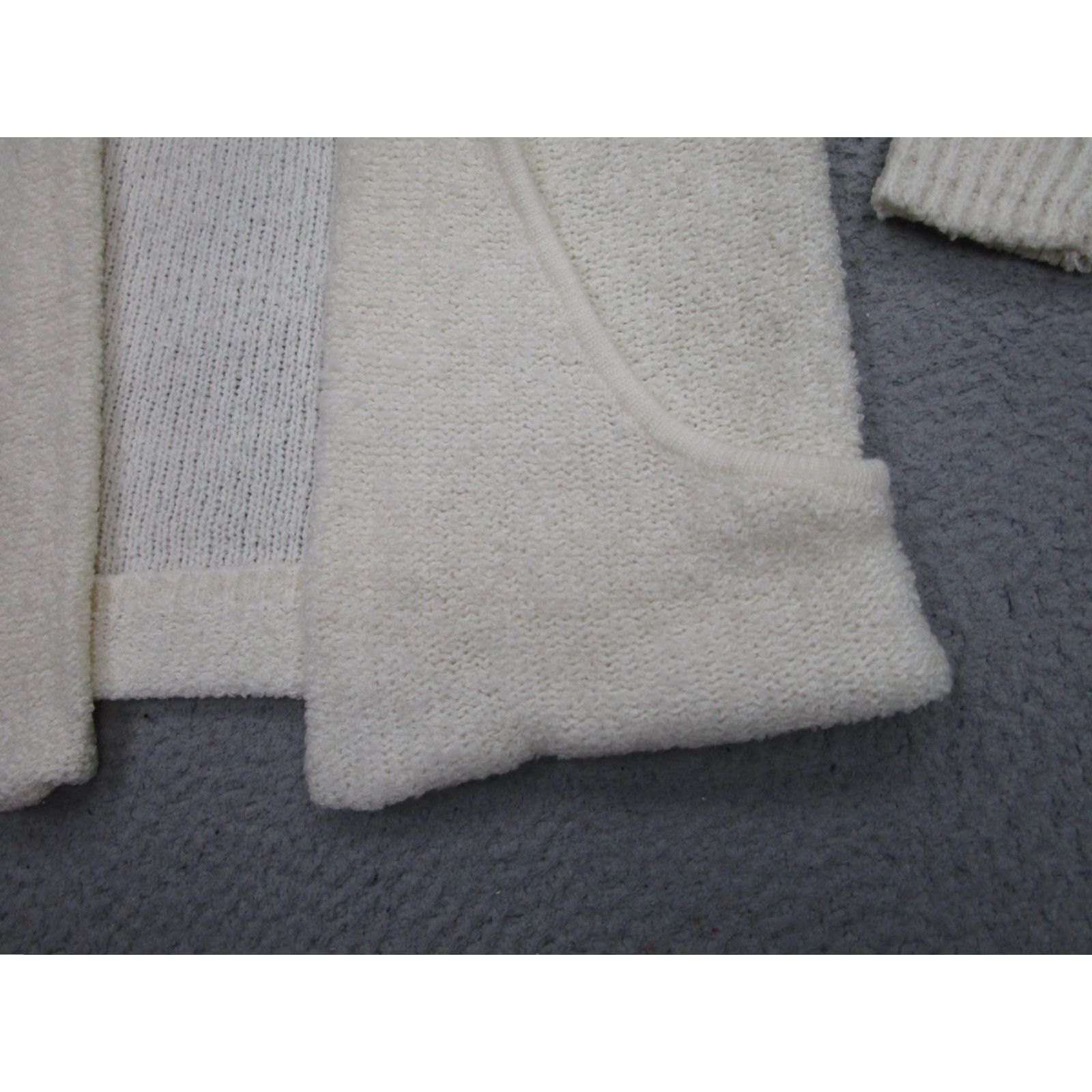 Vintage VINTAGE Sideffects Cardigan Sweater Womens Petite P XS White Knit Open Pockets Size S / US 4 / IT 40 - 4 Thumbnail