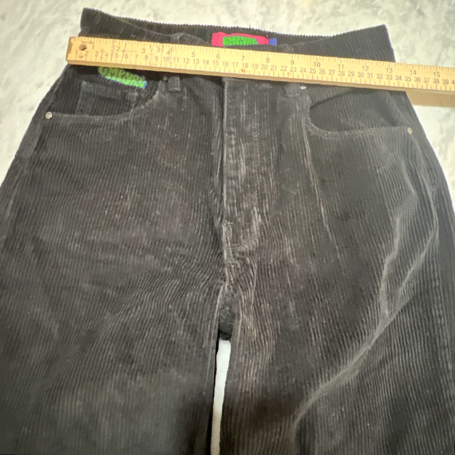 Empyre Empyre Women's Corduroy Pants TORI Black Cotton Size 2 Pockets Wide Rise Straight Inseam 30 Size 26" / US 2 / IT 38 - 7 Thumbnail