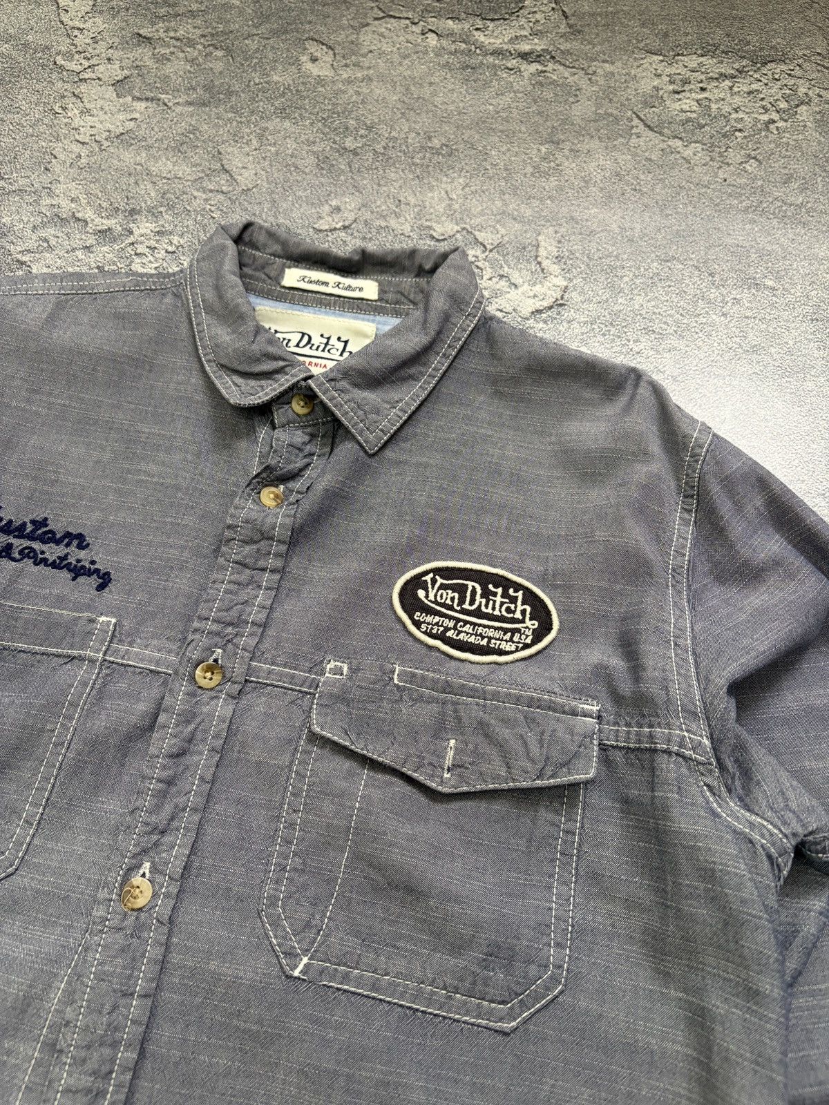 Von Dutch Von Dutch Kustom Kulture Shirt Grey Chambray Motorcycle XL Size US XL / EU 56 / 4 - 9 Thumbnail
