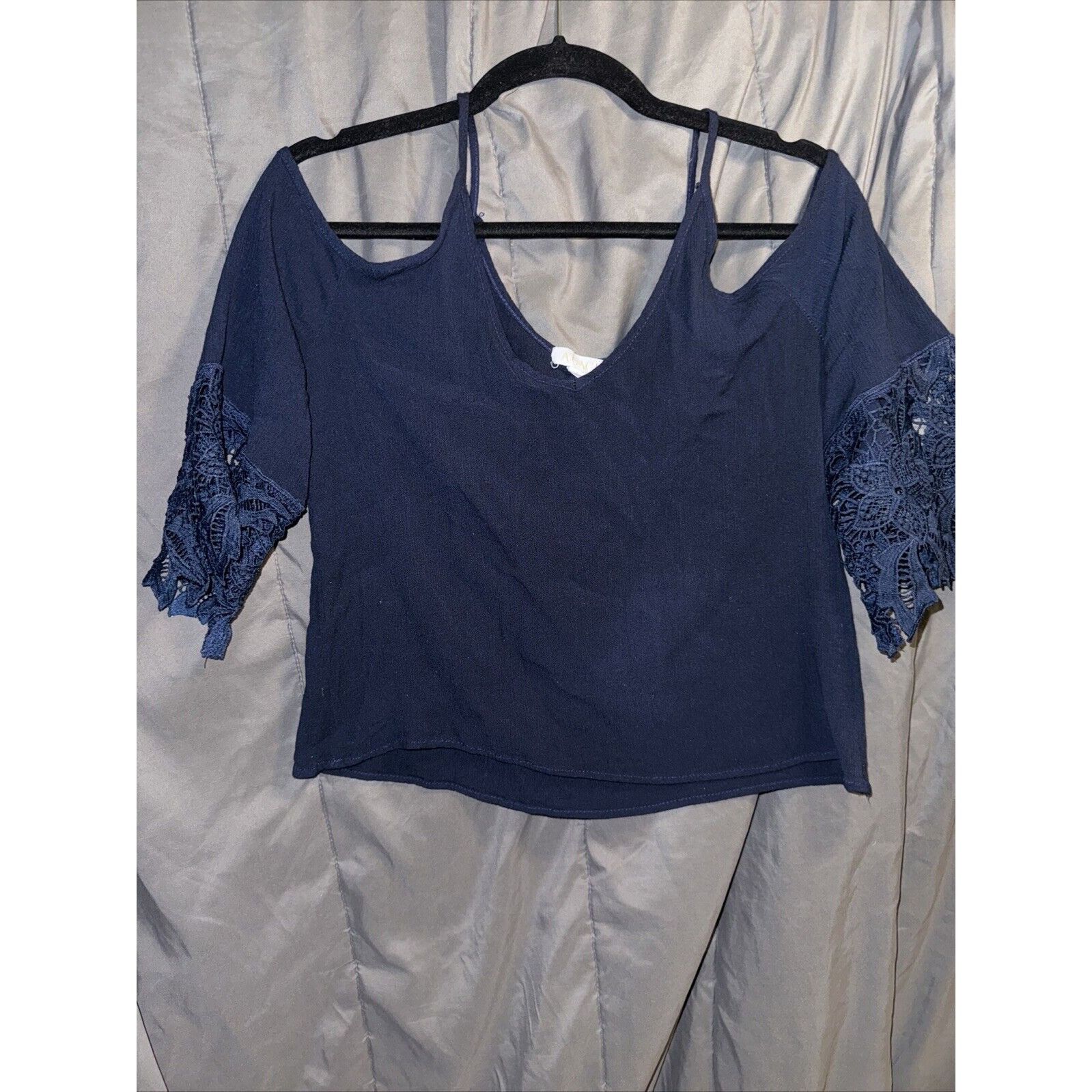 Other Agaci Womens Large Blouse Shirt Top Blue Cold Shoulder Pullo Size L / US 10 / IT 46 - 18 Thumbnail