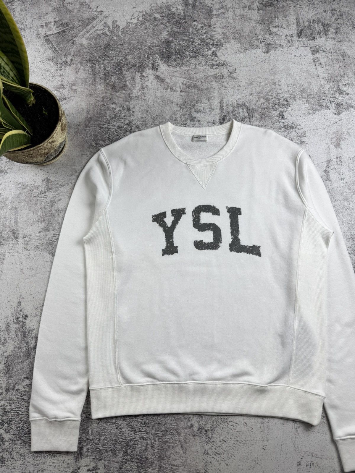 Saint Laurent Paris SAINT LAURENT Paris 2021 YSL Logo Cotton White Crew Sweatshirt Pullover Hoodie Size US L / EU 52-54 / 3 - 4 Thumbnail