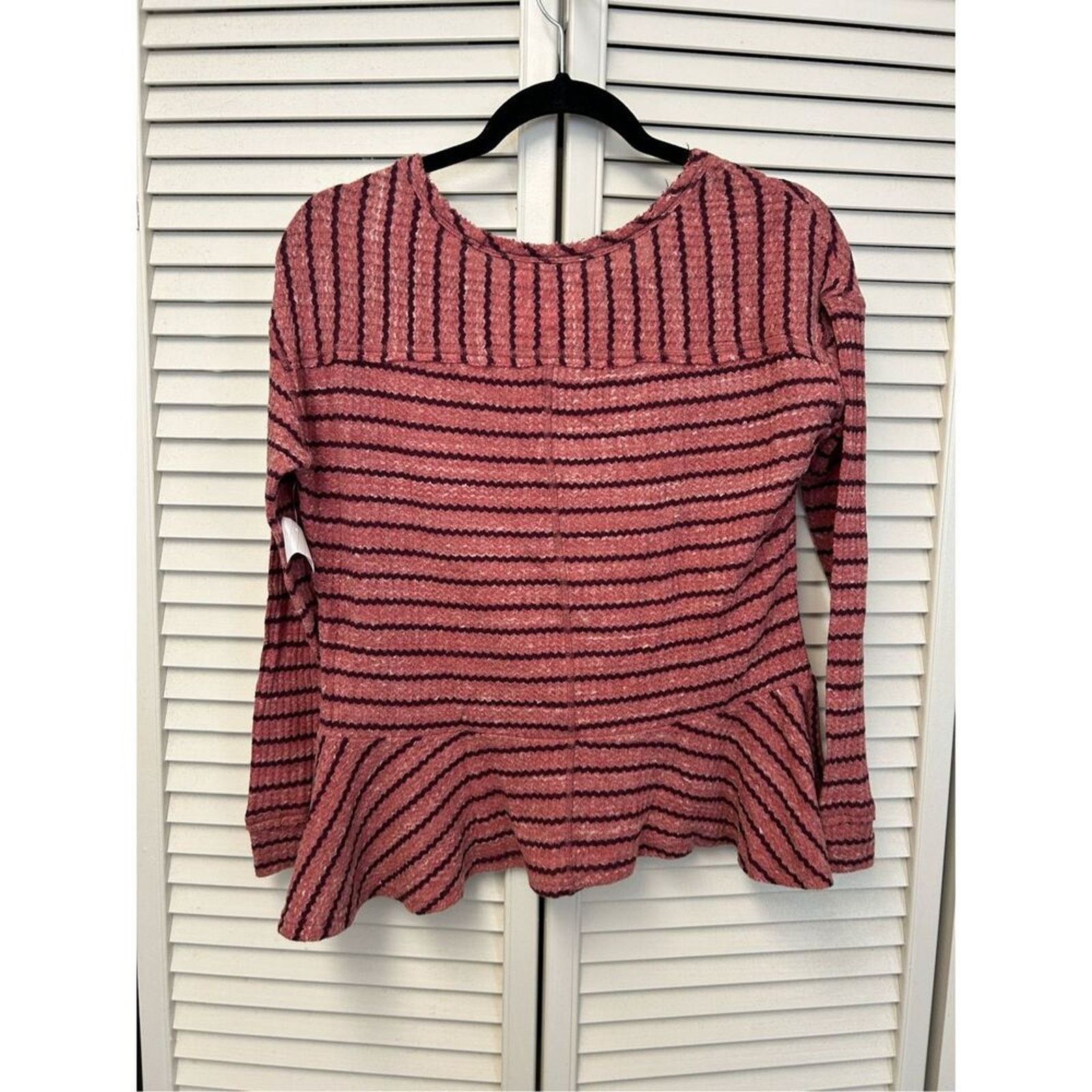 Free People Free People Auntie Em Waffle Knit Peplum Top, Pink, Sz XS Size XS / US 0-2 / IT 36-38 - 8 Thumbnail