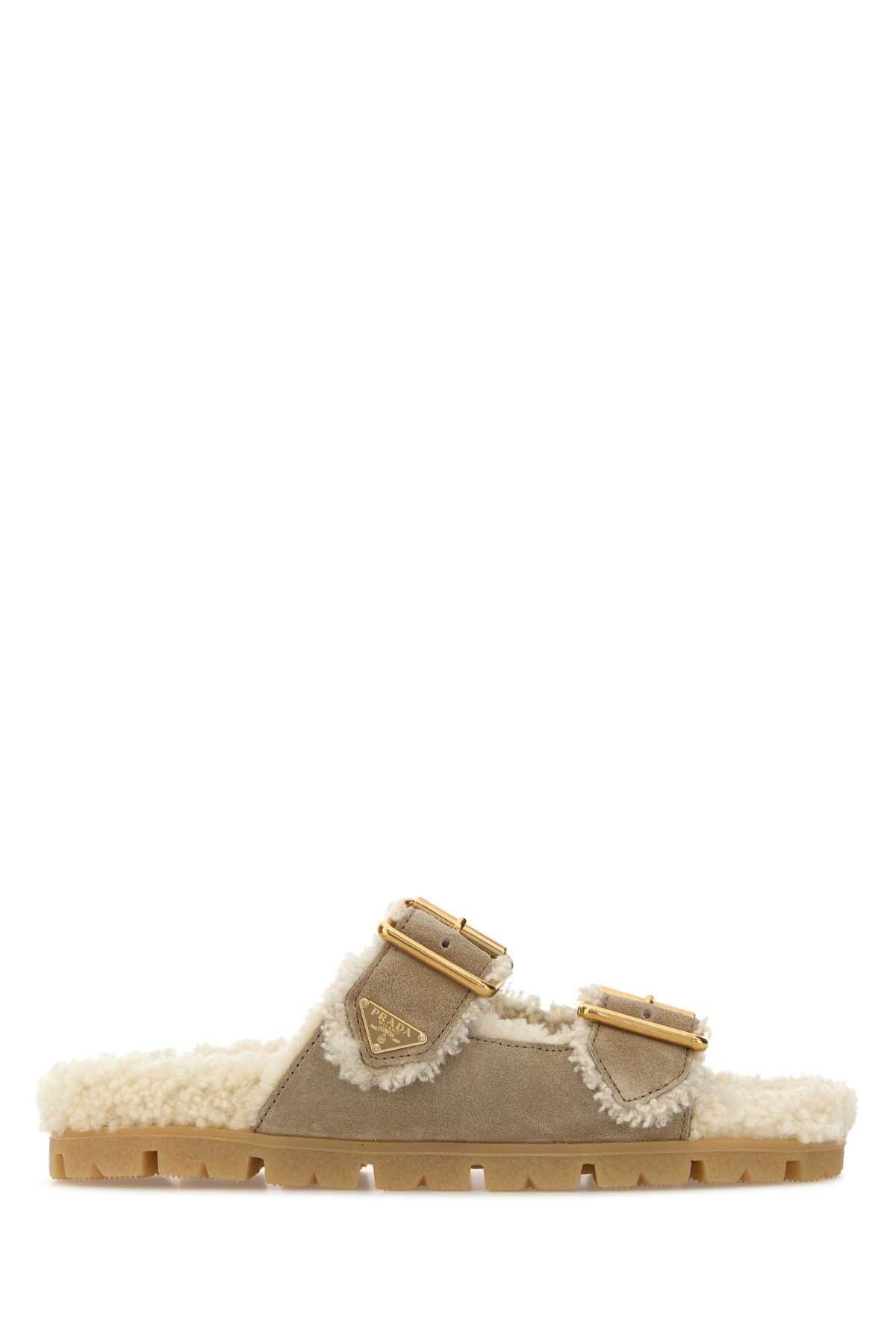 Prada Sand Suede Slippers Size US 6 / IT 36 - 1 Thumbnail