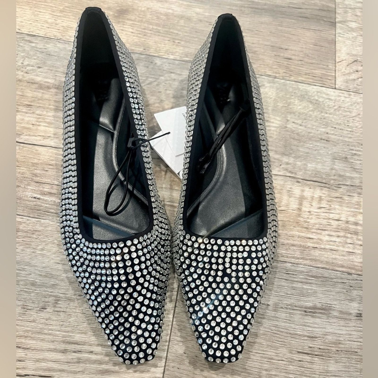 Zara Zara Rhinestone Pointed Toe Flats Sparkle Ballet Flats Size US 8 / IT 38 - 17 Thumbnail