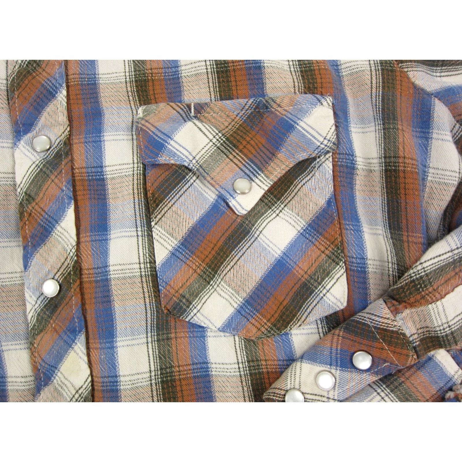 Vintage VINTAGE Miller Shirt Adult Medium Brown Blue Flannel 70s Western Snap Mens Size US M / EU 48-50 / 2 - 3 Thumbnail