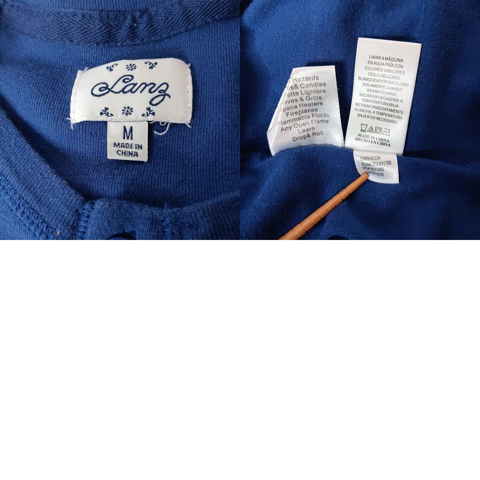 Vintage Lanz of Salzburg Henley Shirt Women Medium Long Sleeve Blue Cotton Blend Button-Up Shirt Size M / US 6-8 / IT 42-44 - 8 Thumbnail