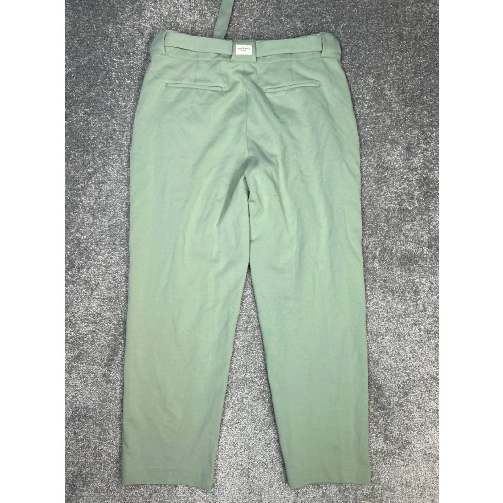 Rag & Bone Rag & Bone Roxie Linen Pants Women XL Green Cotton Stretch Self Tie Belt Tapered Dress Pants Modern Size 40" / US 18 - 2 Thumbnail