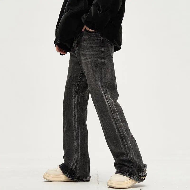 Japanese Brand × Jean Faded Black Ripped Flare jeans Size US 34 / EU 50 - 4 Thumbnail