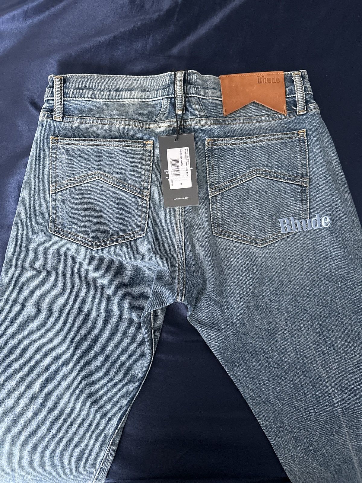 Rhude RHUDE Men's Indigo Embroidered Denim Jeans Size US 32 / EU 48 - 5 Thumbnail