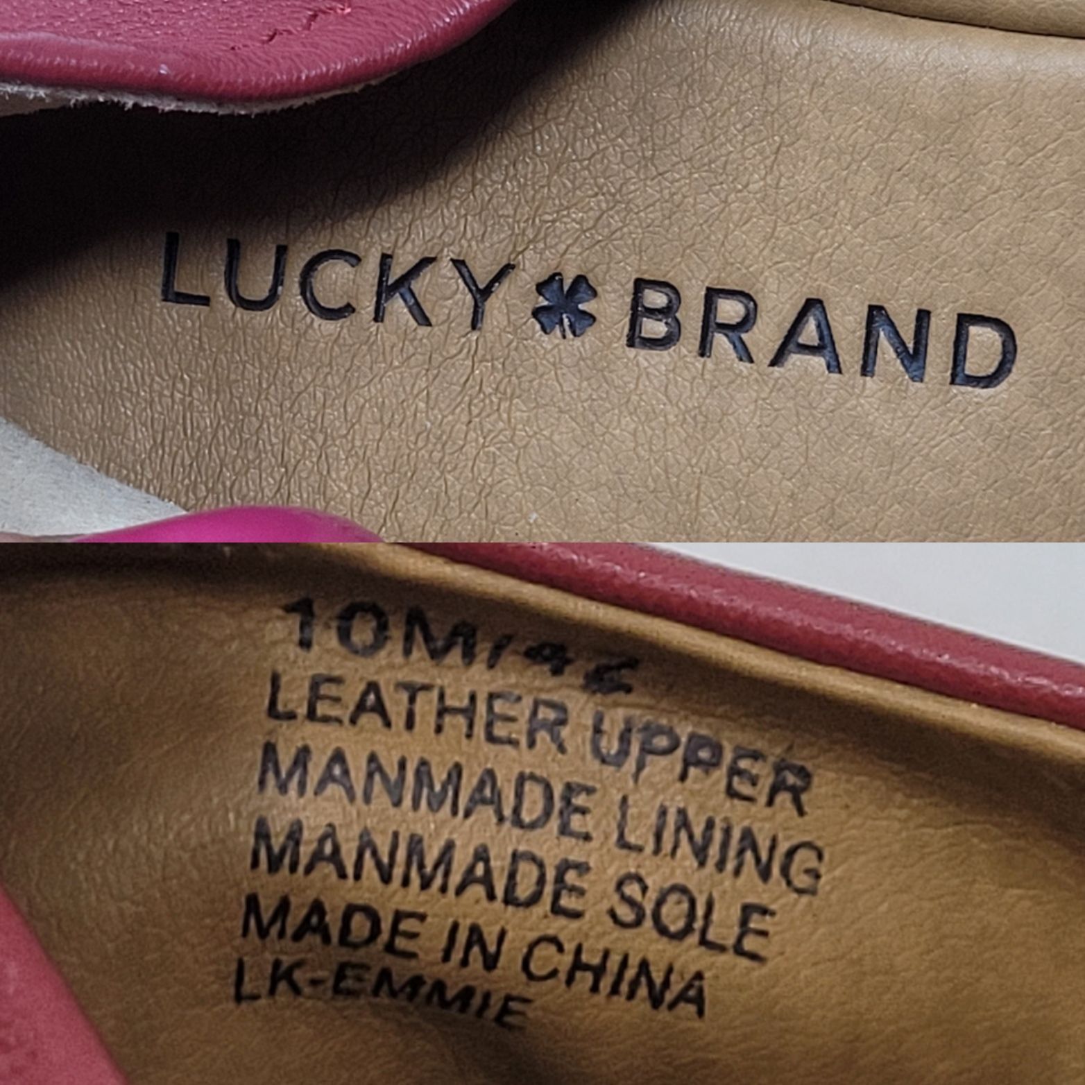 Lucky Brand Lucky Brand Womens Emmie Ballet Flat Red Leather 10 Balletco Size US 10 / IT 40 - 3 Thumbnail