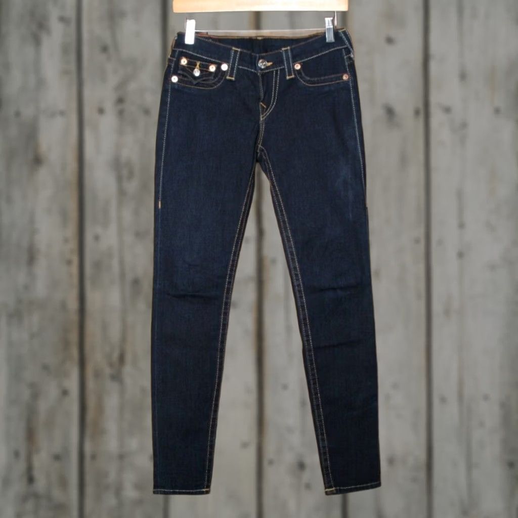 True Religion TRUE RELIGION Misty Blue Stretch Denim Skinny Jeans Sz. 28 Inseam 29" Womens Cotton Blend Denim Zip Size 28" / US 6 / IT 42 - 1 Thumbnail