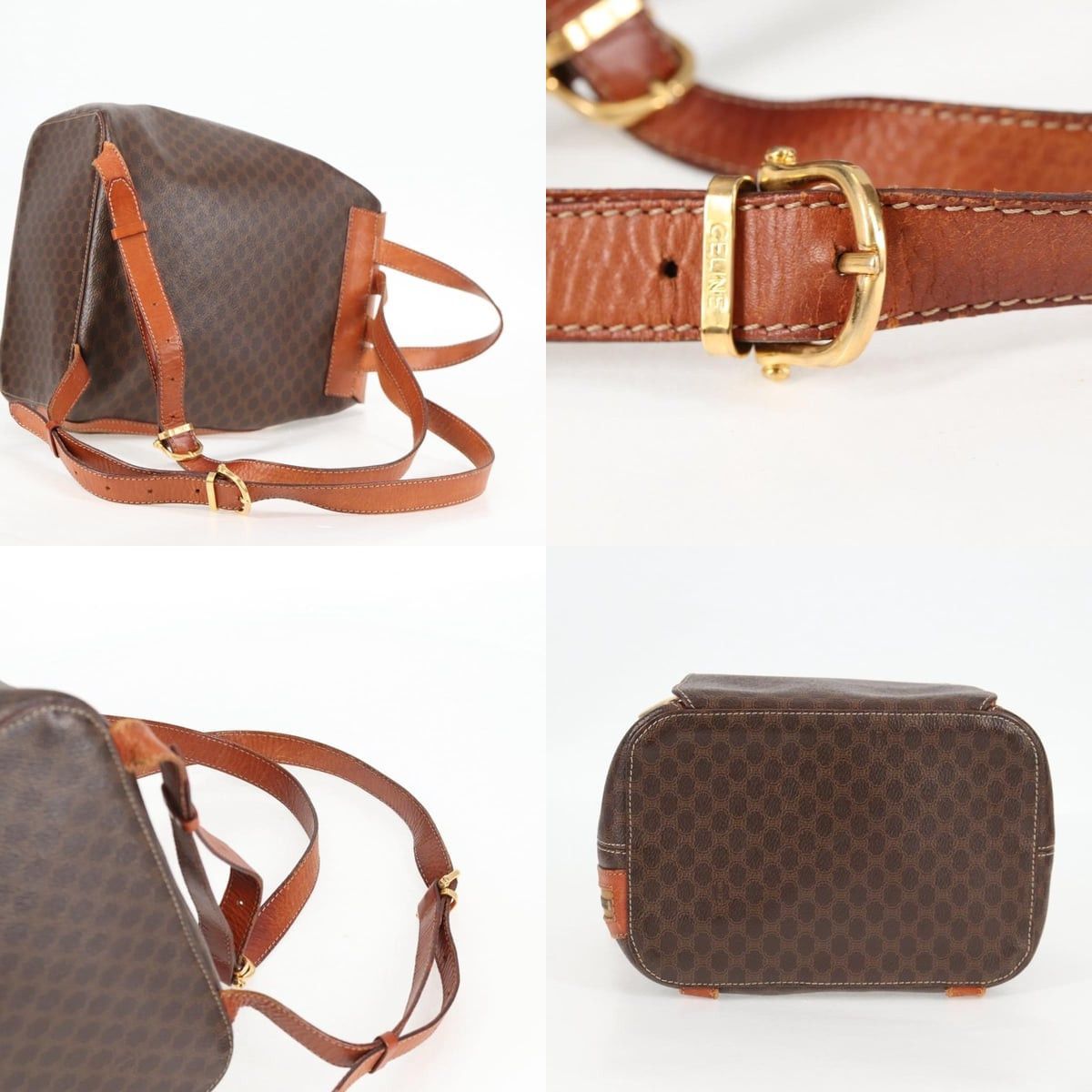 Celine CELINE Macadam Canvas Backpack Pvc Leather Brown Gold Size ONE SIZE - 10 Thumbnail