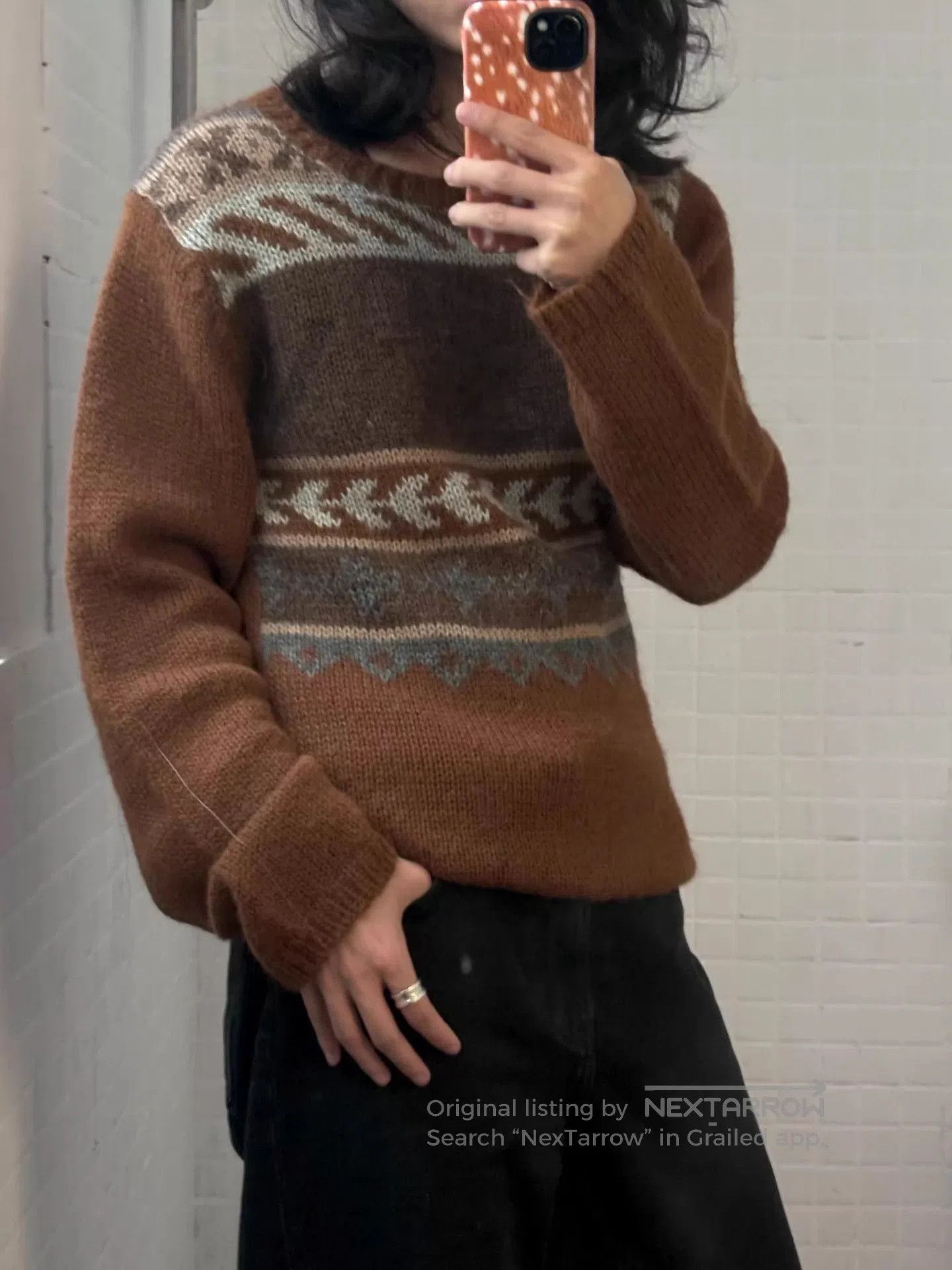 Comme des Garcons Brown Patterned Long Sleeve Sweater. Size US M / EU 48-50 / 2 - 2 Thumbnail