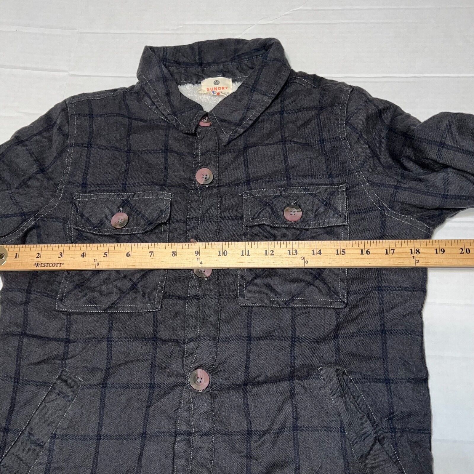 Sundry Sundry Women’s Grey Sherpa Lined Shirt Plaid Size 1 Small Size S / US 4 / IT 40 - 6 Thumbnail