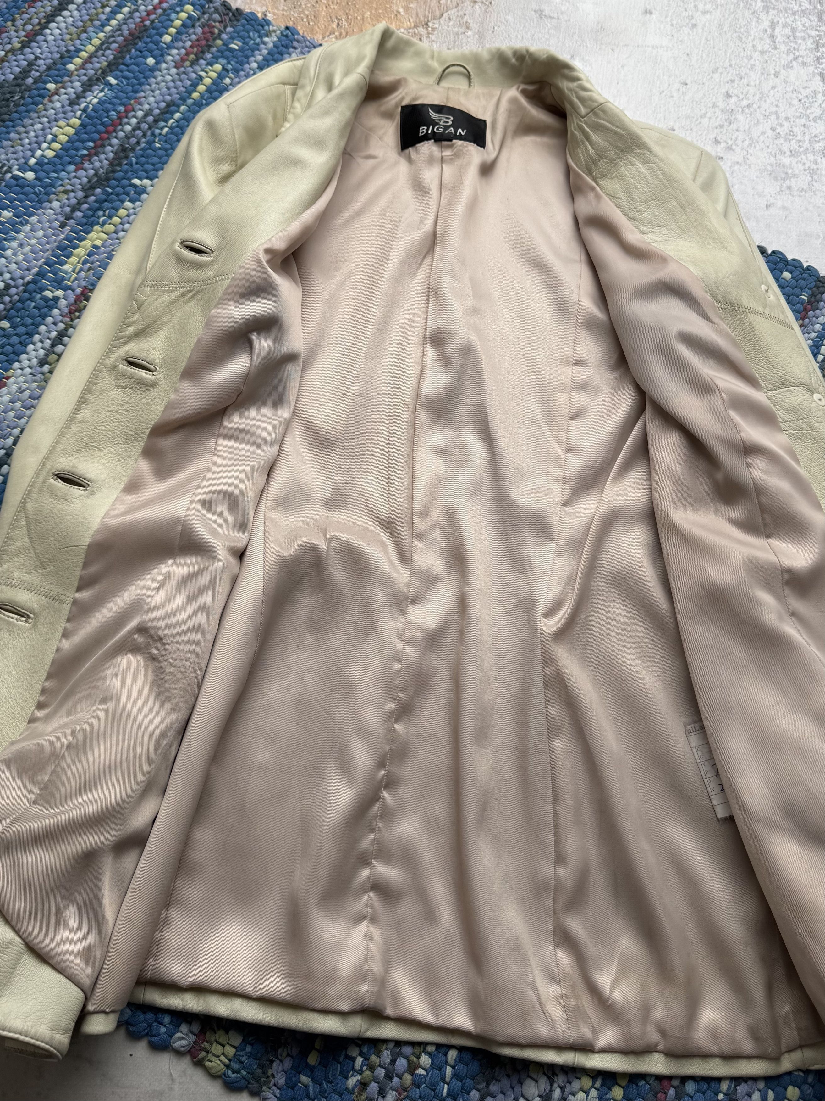 Vintage Vintage Genuine Cream Leather Jacket Tailored Smart Blazer Size L / US 10 / IT 46 - 6 Thumbnail