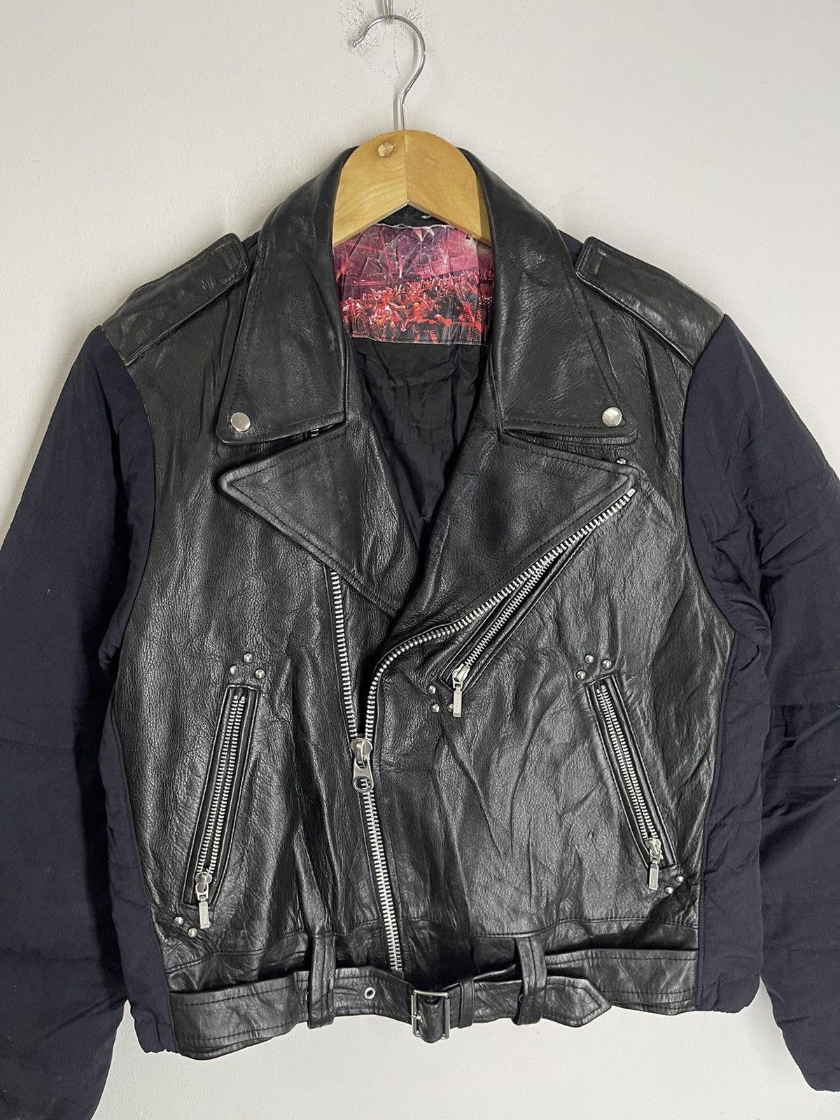 Japanese Brand DOUBLE COLLAR HYBRID LEATHER + POLYESTER JACKETROCK STAR Size US M / EU 48-50 / 2 - 4 Thumbnail