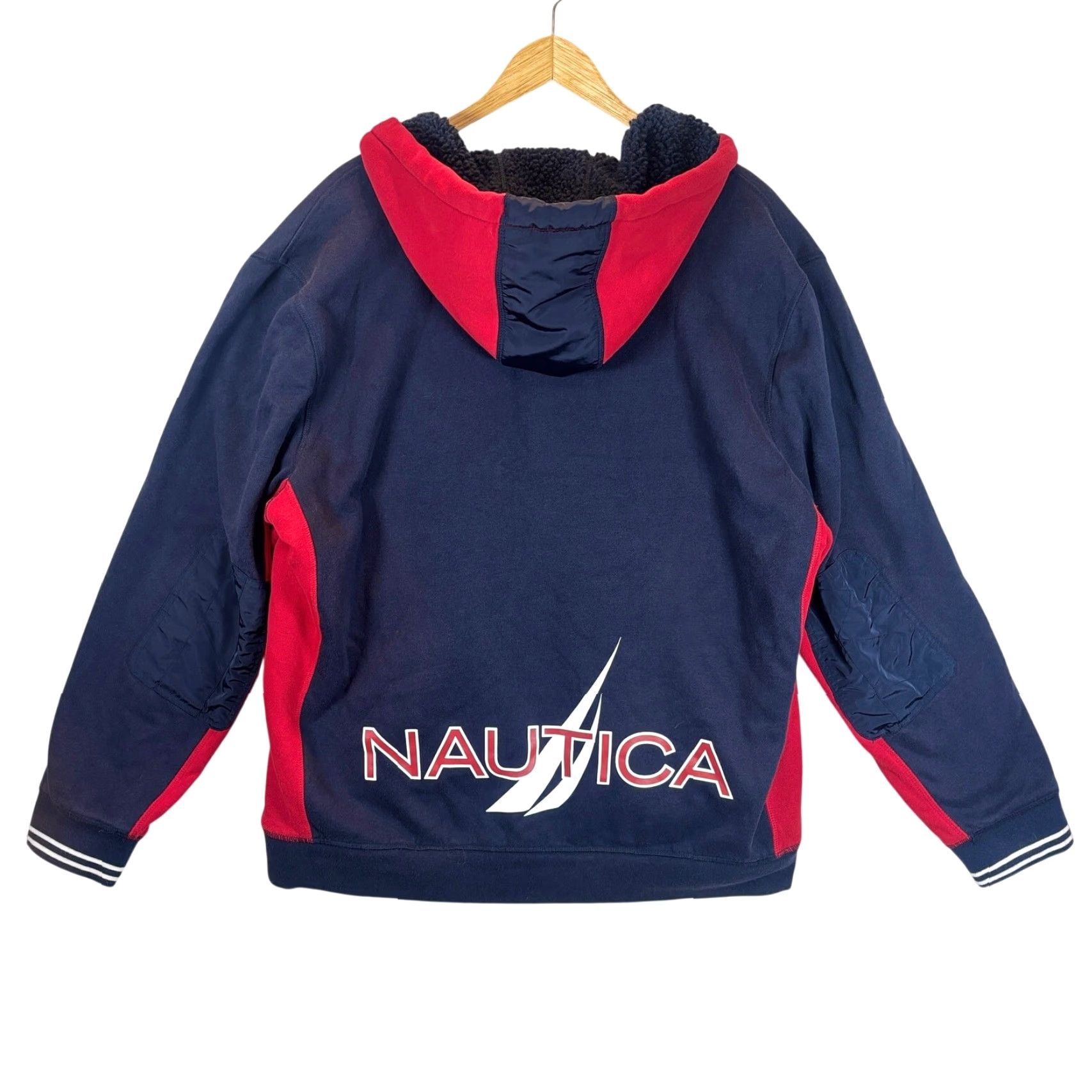 Nautica Nautica Full Zip Hoodie Sweatshirt XL Unisex Adults Blue Red Sherpa Lined Fleece Logo 90s Classic Signature Hoodie Size US XL / EU 56 / 4 - 3 Thumbnail