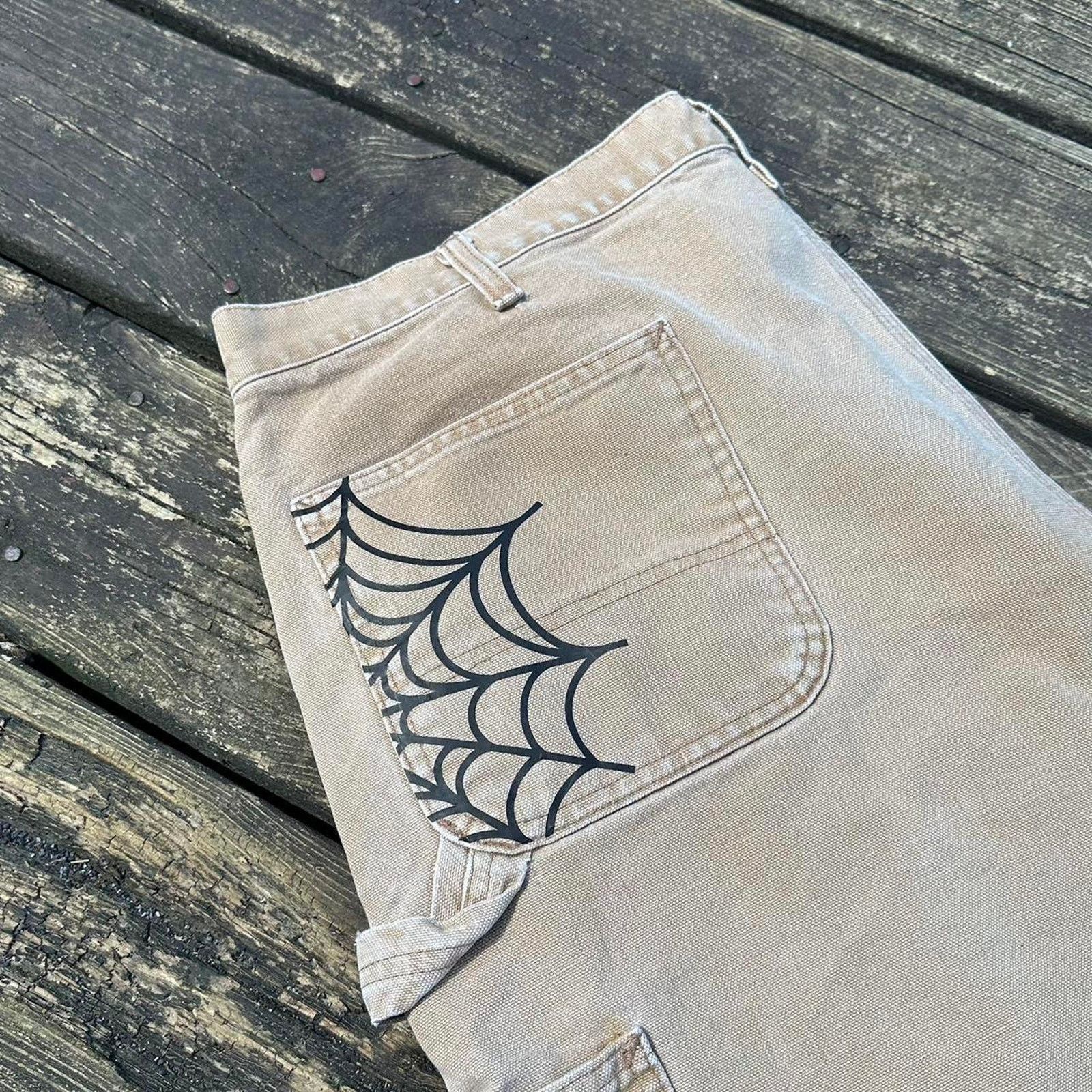 Carhartt Carhartt dungaree distressed pants with spider web details Size US 38 / EU 54 - 7 Thumbnail