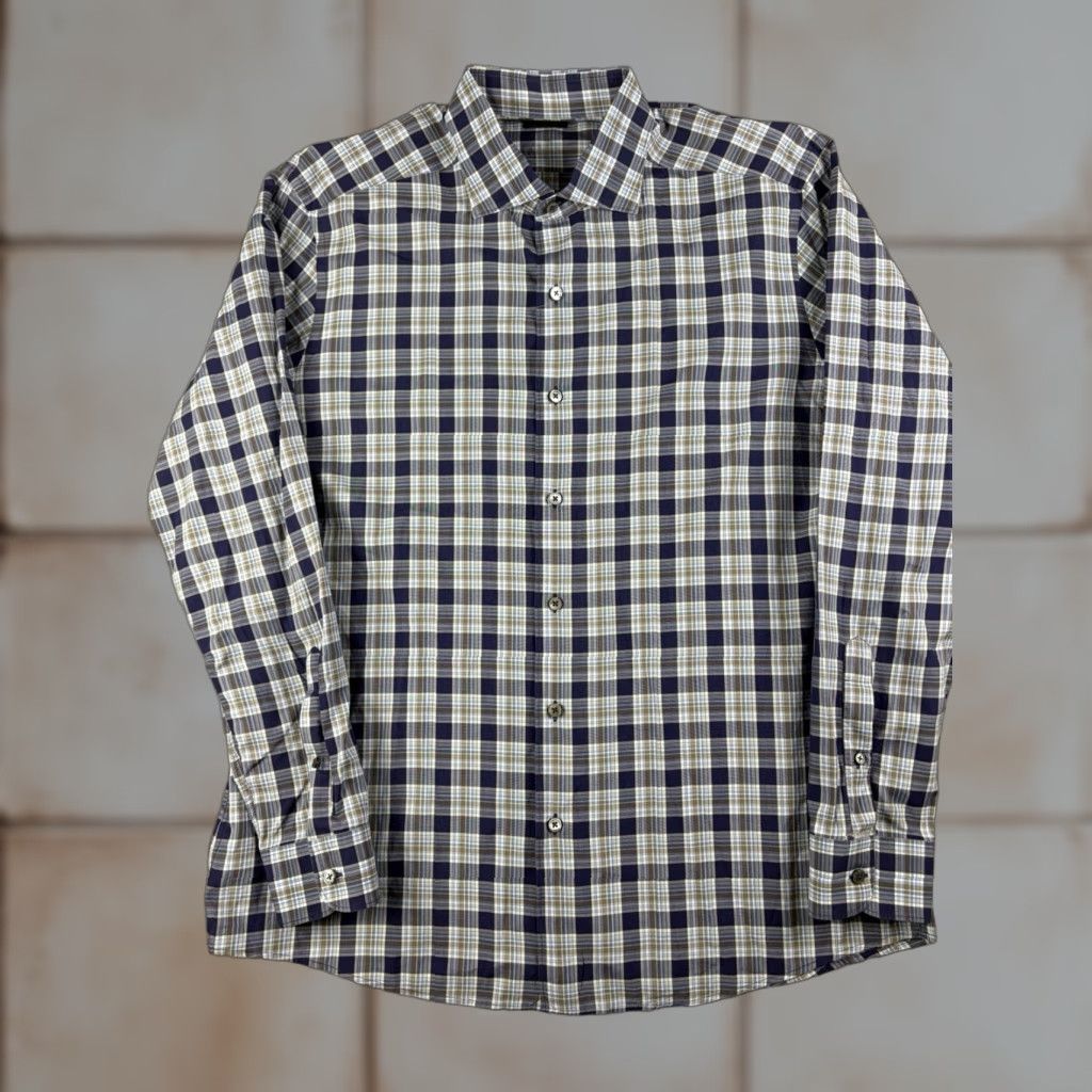 Ermenegildo Zegna Ermenegildo Zegna Shirt Mens XL Blue Plaid Long Sleeve Button Down Casual Size US XL / EU 56 / 4 - 1 Thumbnail