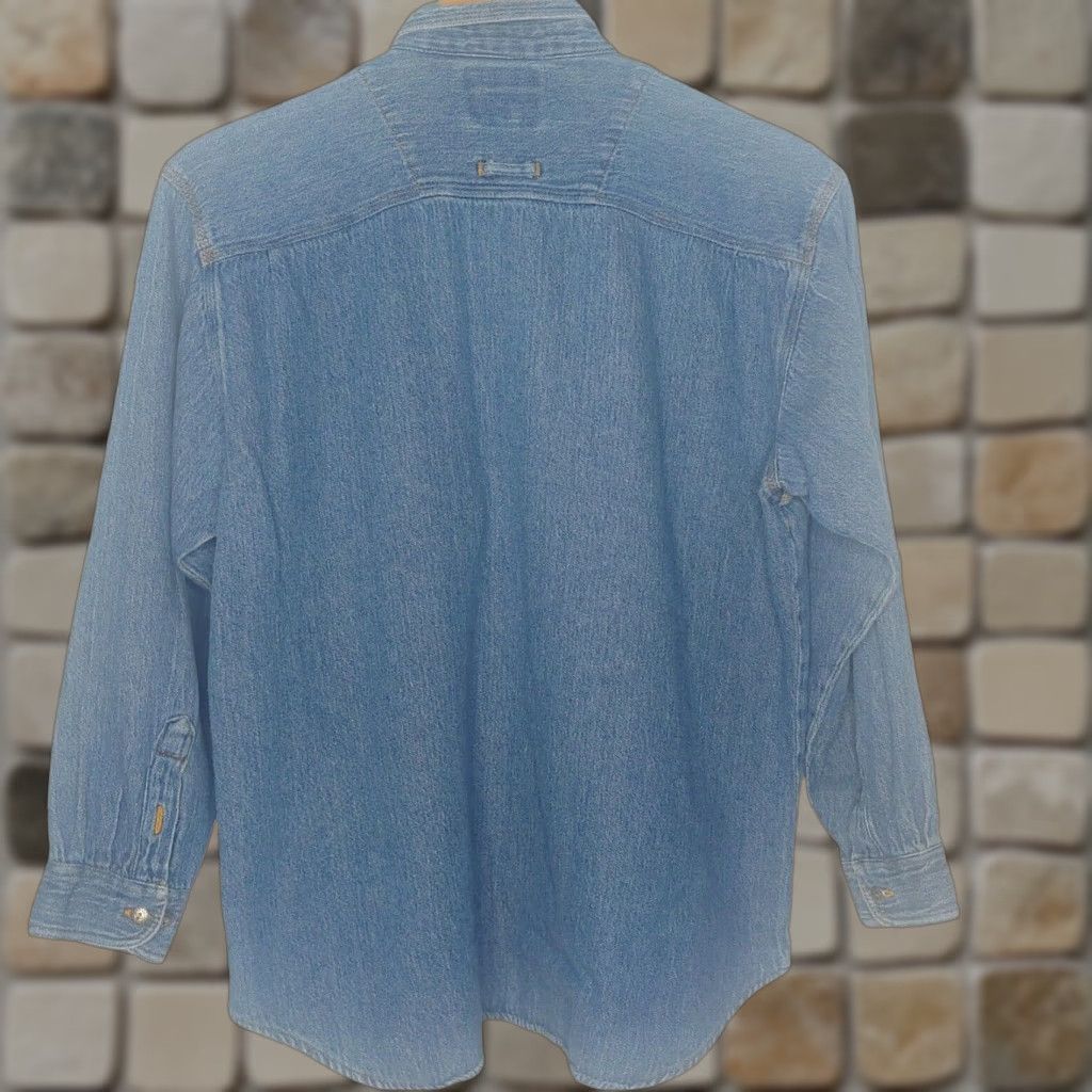 Denime VINTAGE Sierra Pacific Shirt Denim Blue 90s XL Women Button-Up Front Collared Casual Jeans Shirt Women 1990s Classic Vintage Size XL / US 12-14 / IT 48-50 - 1 Thumbnail