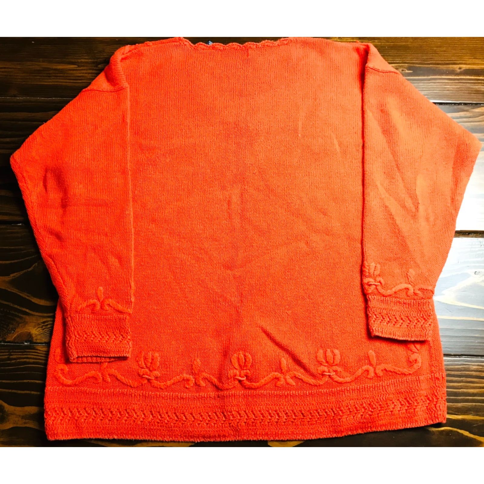 Vintage Honors Sweater Women Size Medium Orange Knit Pullover Round Neck Womens Size M / US 6-8 / IT 42-44 - 2 Thumbnail