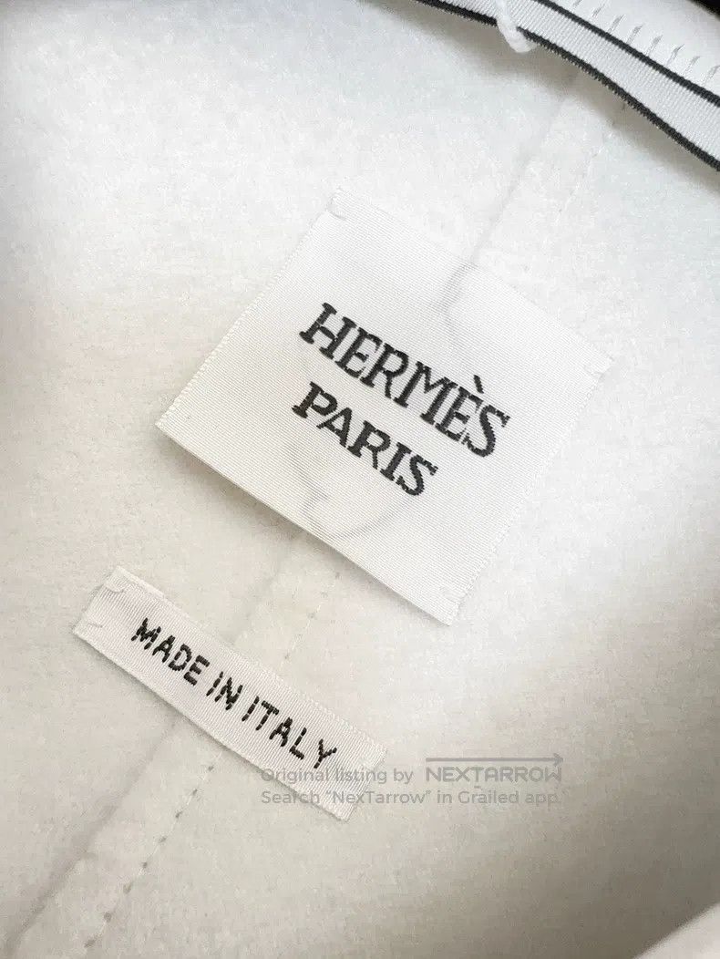 Hermes Hermes Classic white cashmere and leather mix coat Size XXS / US 00 / IT 34 - 5 Thumbnail