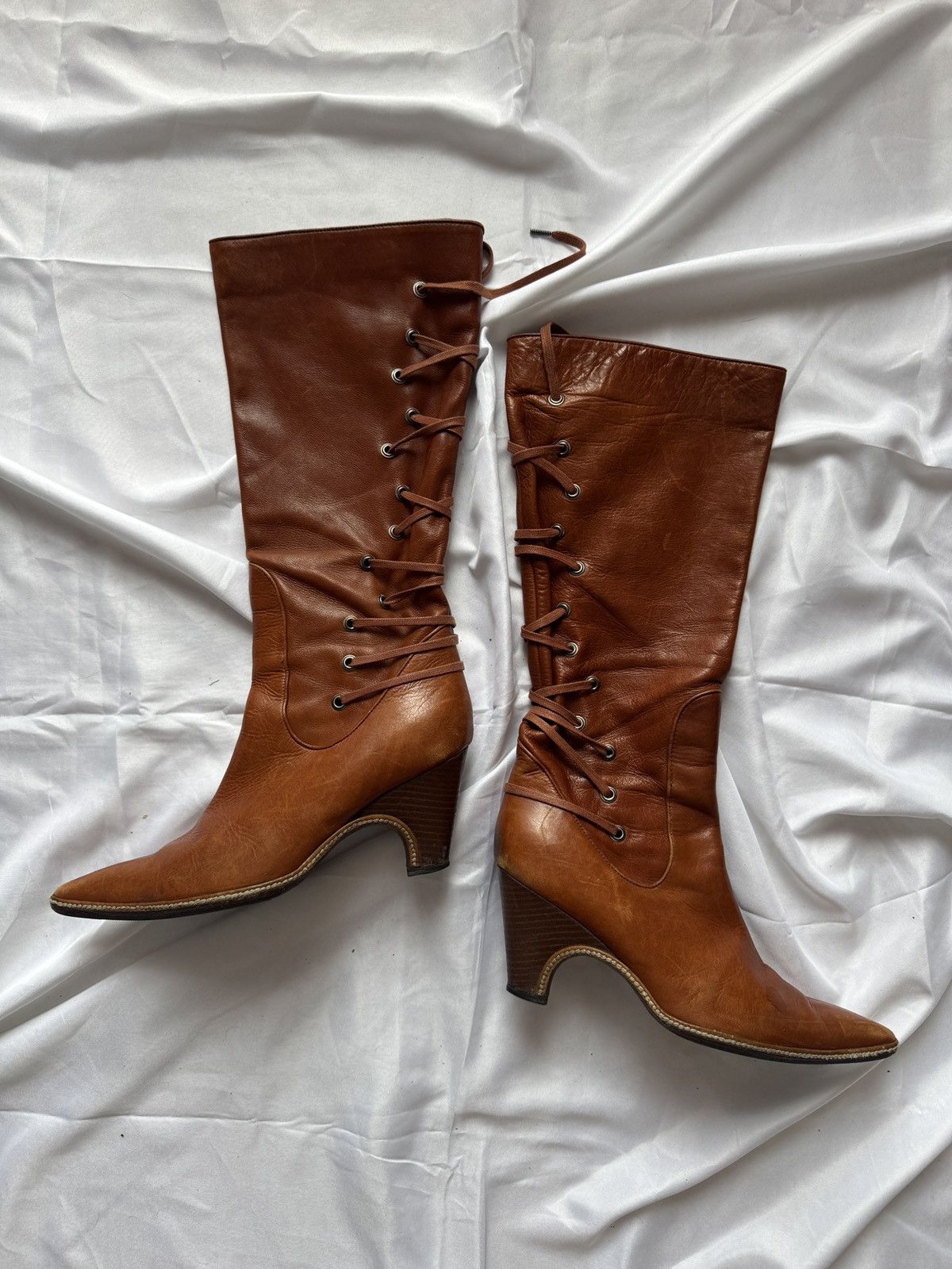 Dries Van Noten Dries Van Noten Vintage Lace Up Knee High Leather Boots Size US 7 / IT 37 - 6 Thumbnail