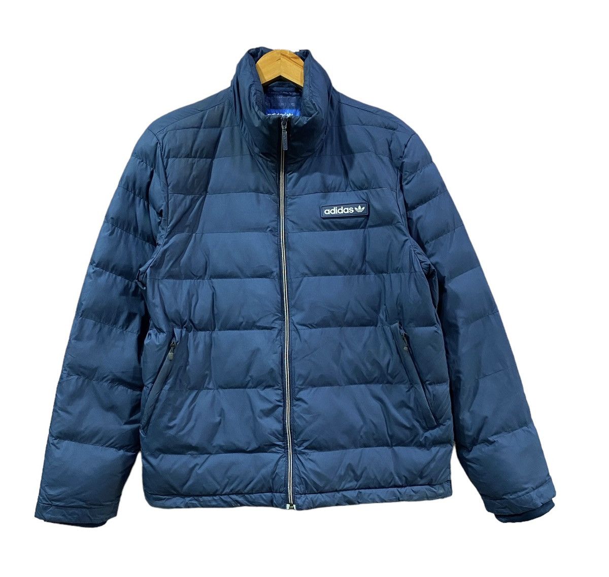 image of Adidas Puffer Down Jacket in Blue, Men's (Size Medium)