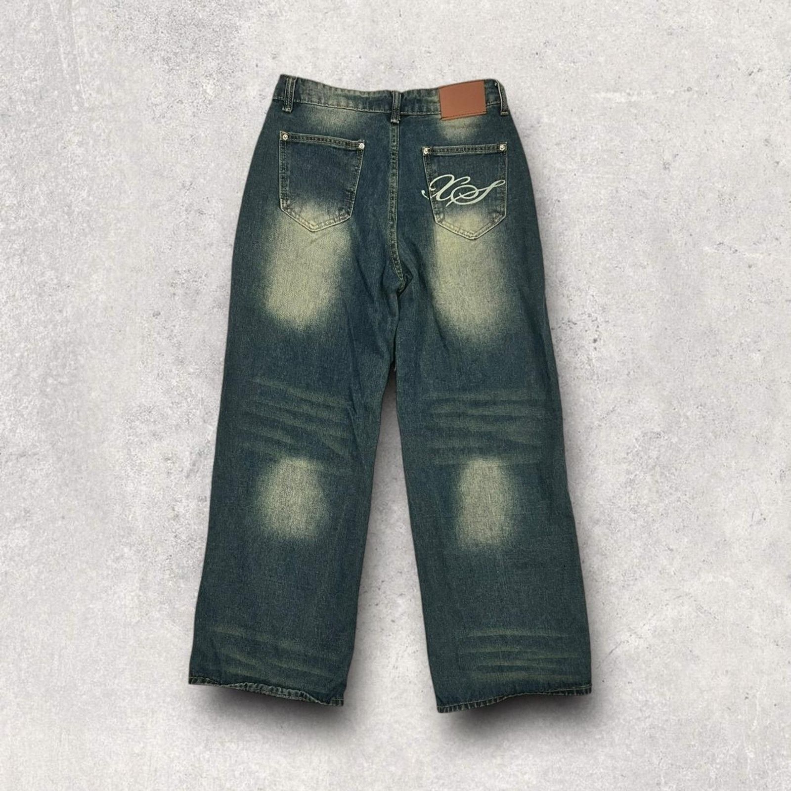 Other Streetwear Y2K Faded Wide Leg Blue Wash Pants (Unbranded) Size US 34 / EU 50 - 1 Thumbnail