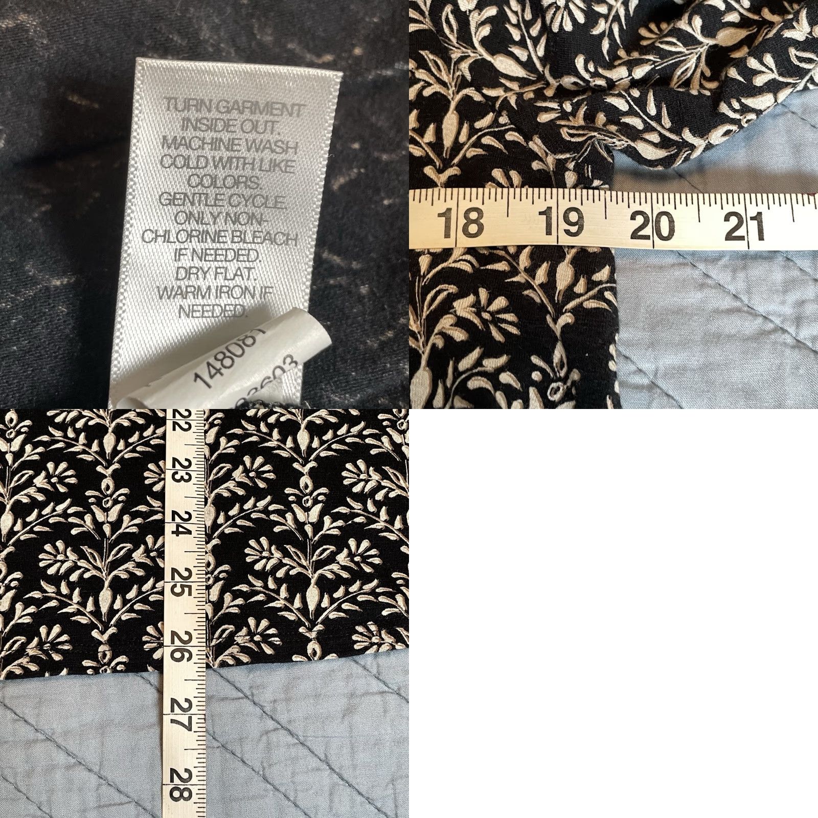J. Jill J Jill Blouse Shirt Bell Sleeve Knit Cotton Modal Spandex Black M Regular Womens Casual Travel Workwear Comfortable Stretch Size M / US 6-8 / IT 42-44 - 8 Thumbnail
