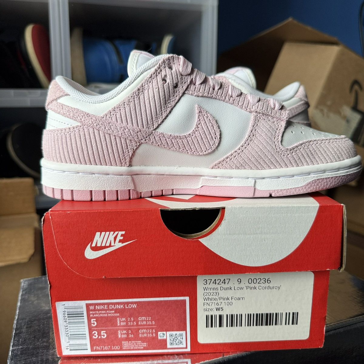Nike Nike Dunk Low 'Pink Corduroy' Womens Size US 5 / IT 35 - 3 Thumbnail
