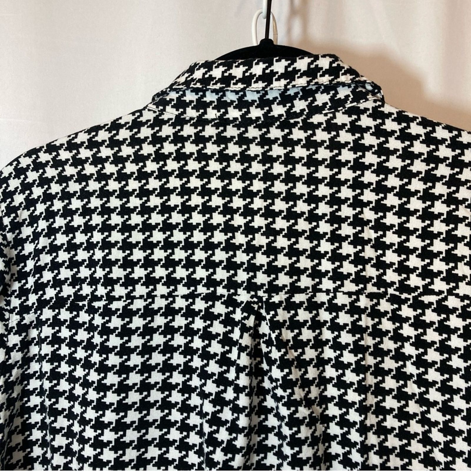 Other Big Dart Retro Black White Houndstooth Plaid Blouse Top Size M / US 6-8 / IT 42-44 - 8 Thumbnail