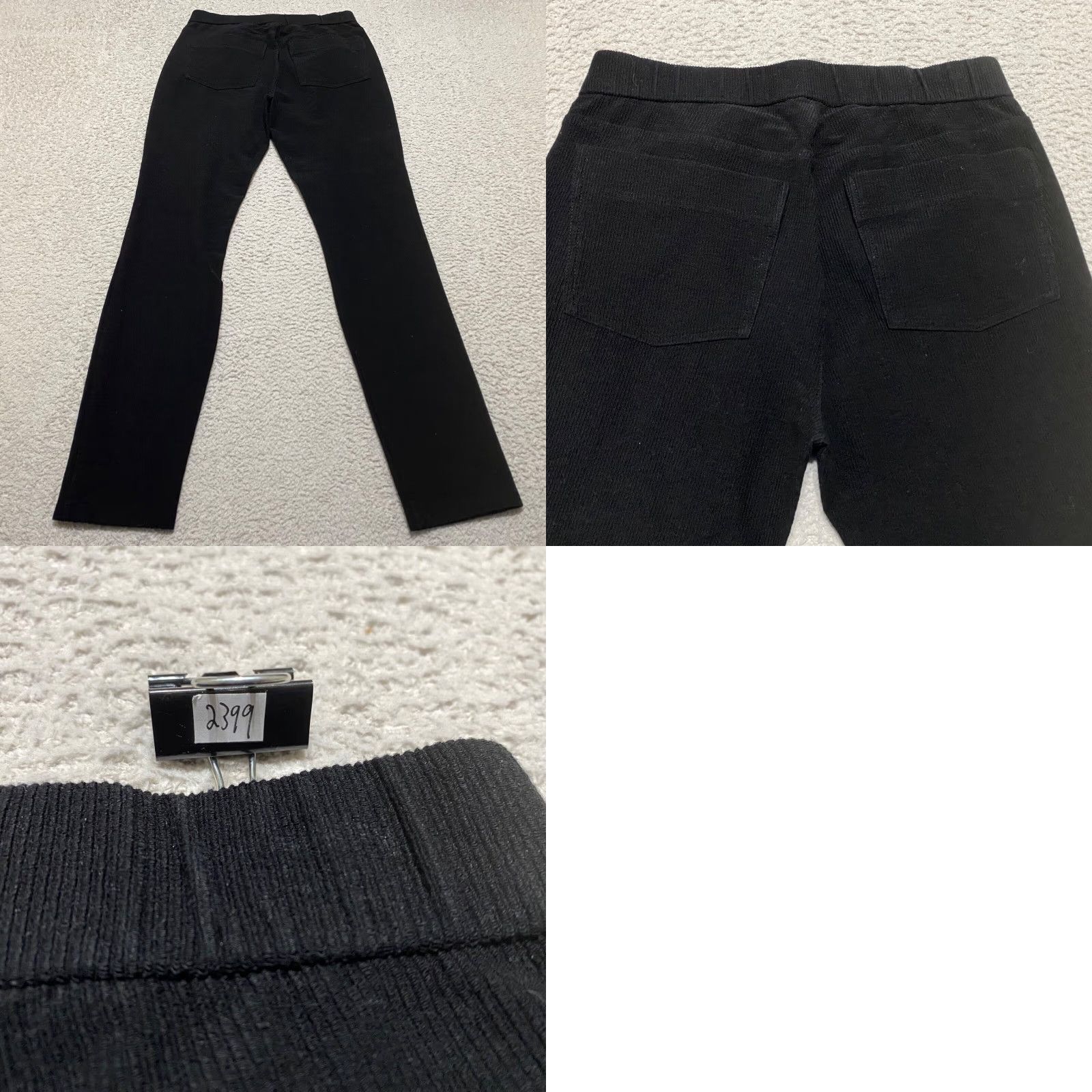 Eileen Fisher VINTAGE Eileen Fisher Womens XS Dress Pants Solid Black Ribbed Skinny Dark Wash Mid Rise Size 26" / US 2 / IT 38 - 8 Thumbnail