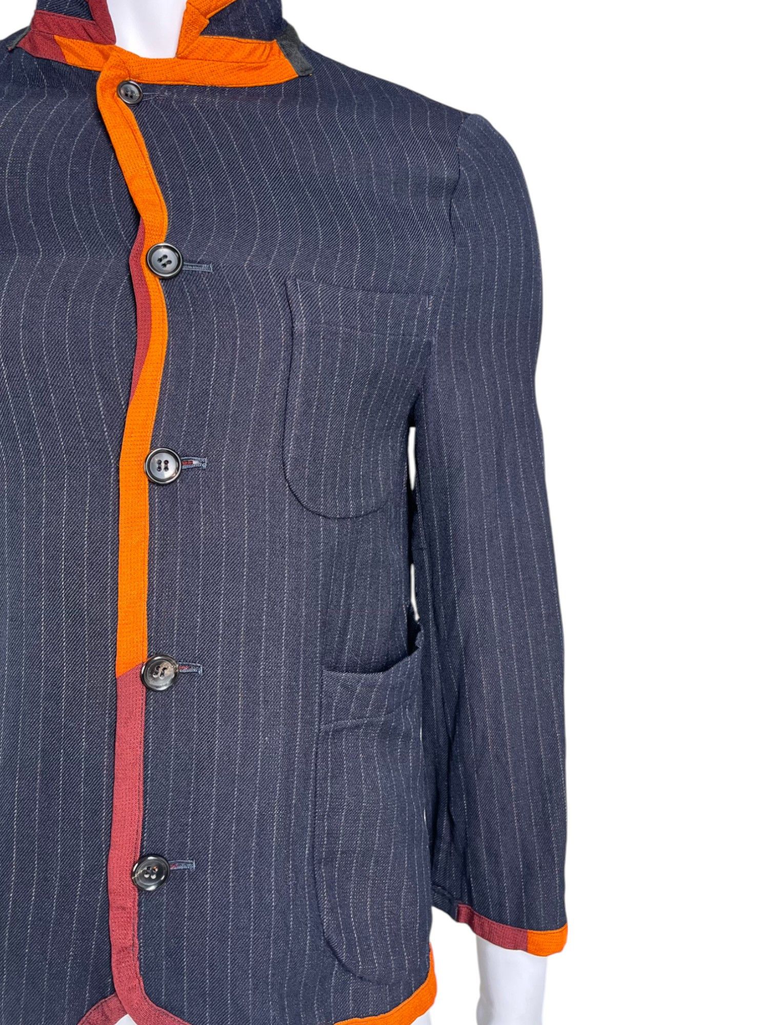 Comme des Garcons Homme Plus S/S 2001 Multicolor Striped Wool Blue Blazer Size US S / EU 44-46 / 1 - 6 Thumbnail