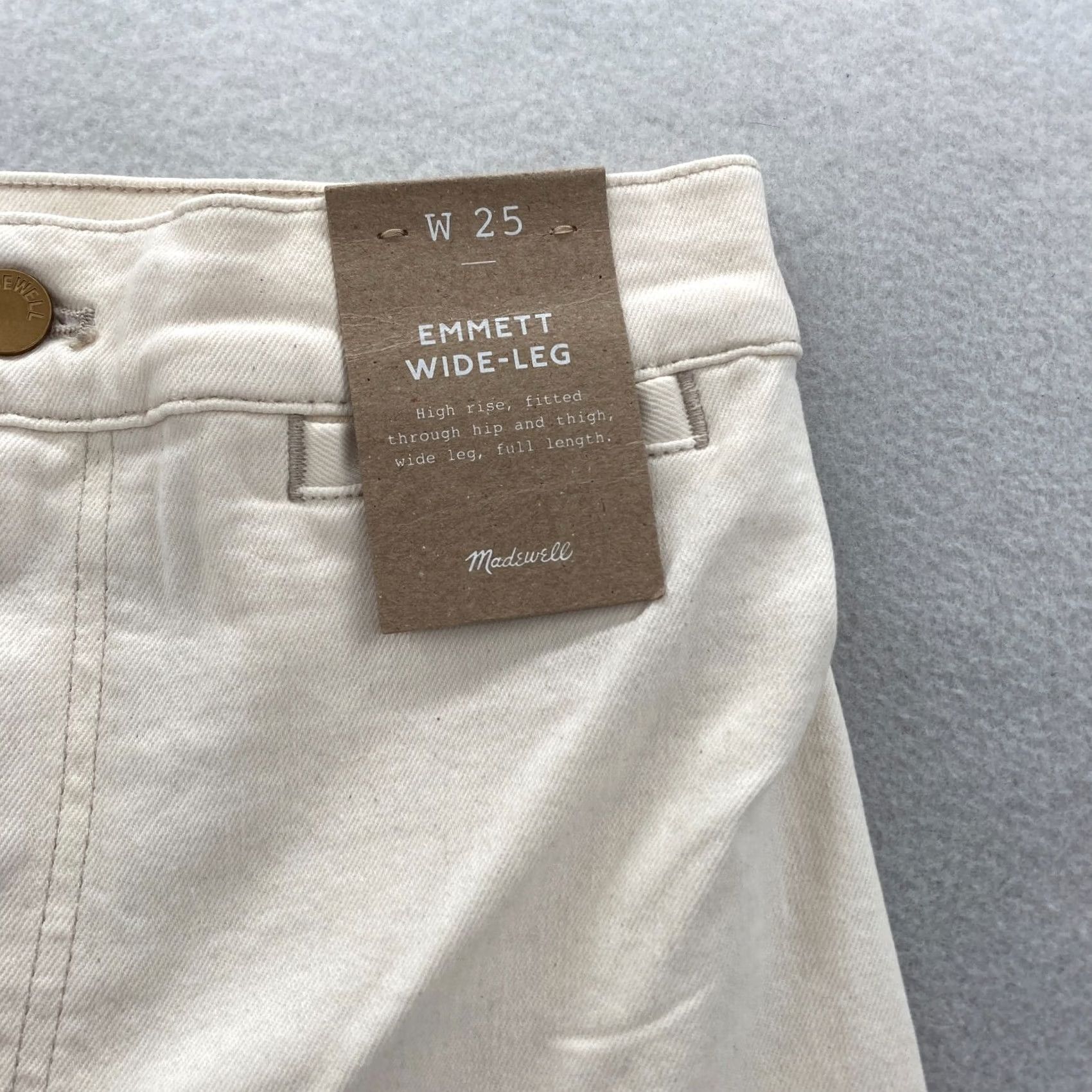 Madewell Madewell Emmett Wide Leg Pants Women's 25 Beige Stretch High Rise Full Length Pants Size 42" / US 20 - 4 Thumbnail