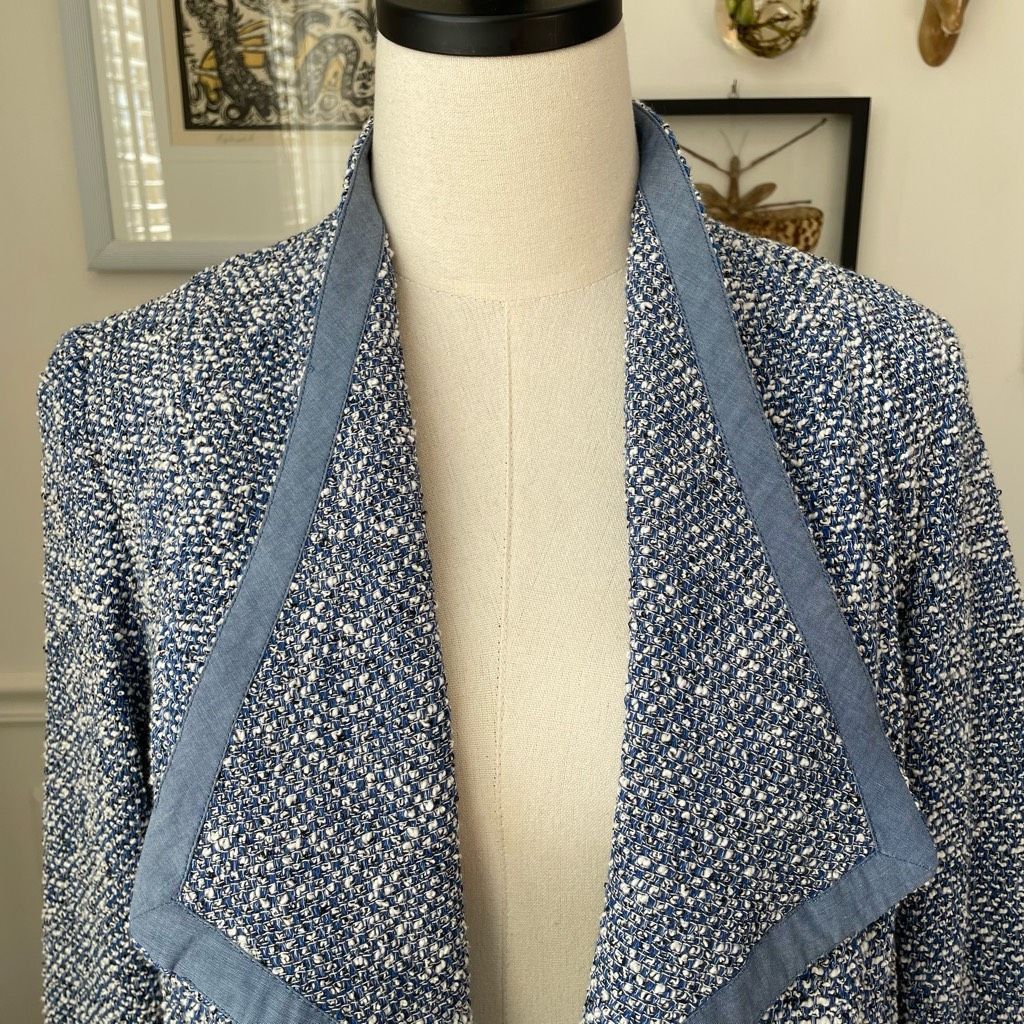 Other NWT Talbots Blue Tweed Open Front Jacket Blazer Cardigan $17 Size M / US 6-8 / IT 42-44 - 3 Thumbnail