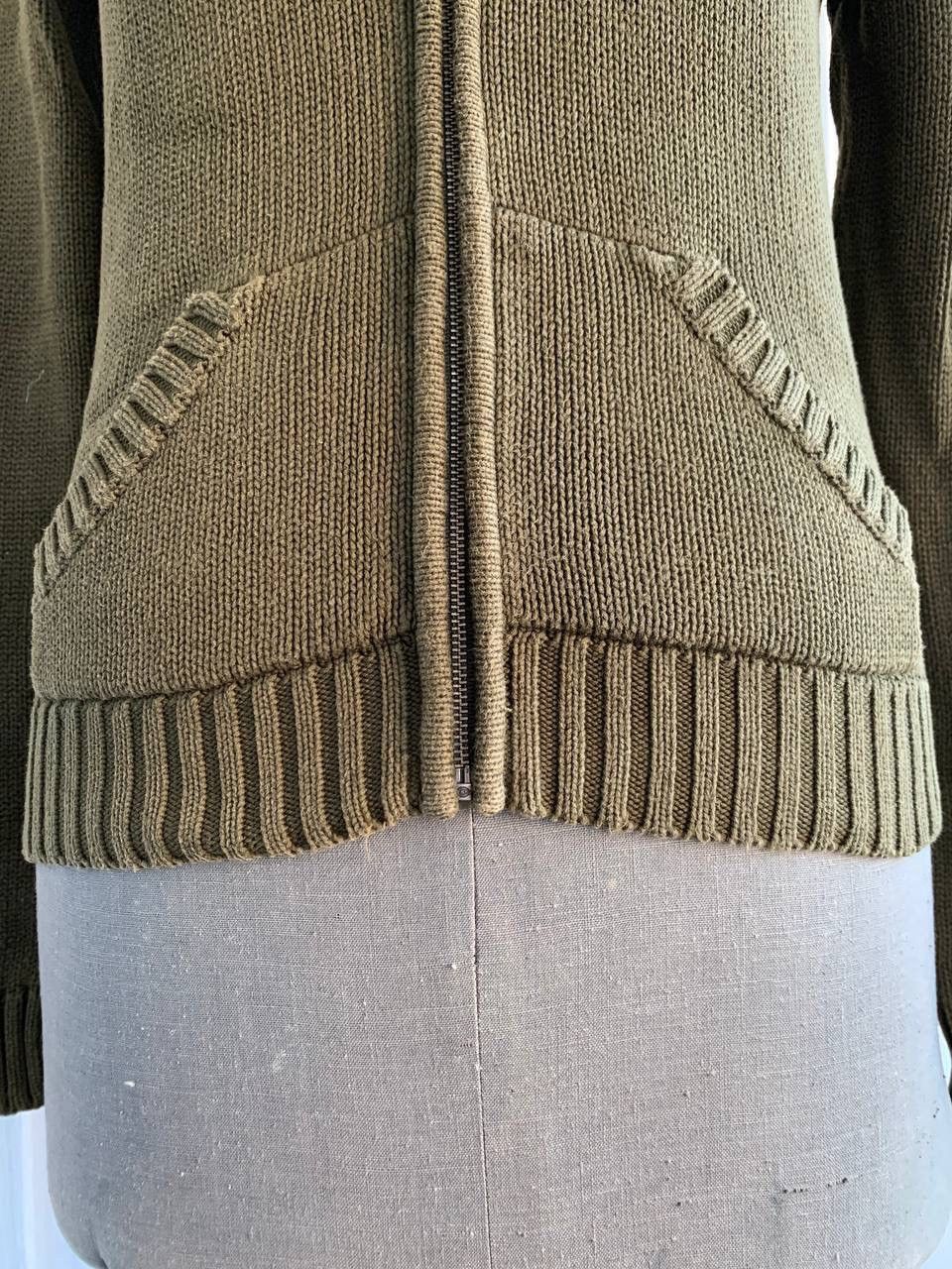 Polo Ralph Lauren × Vintage Vintage Polo Ralph Lauren Women's Green Knit Full Zip Hoodie Size S / US 4 / IT 40 - 10 Thumbnail