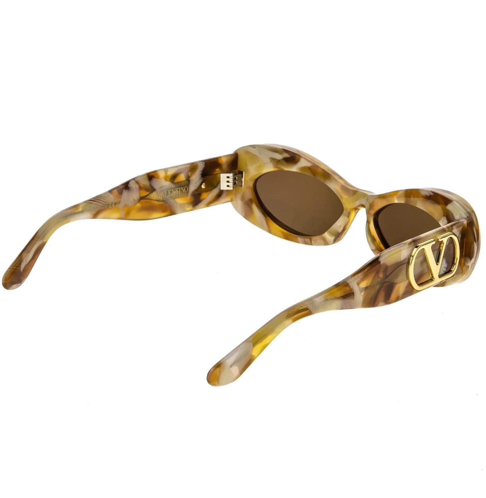 Valentino VALENTINO VLS178 Marble Gold Narrow Oval VLS 178D Sunglasses Size ONE SIZE - 5 Thumbnail