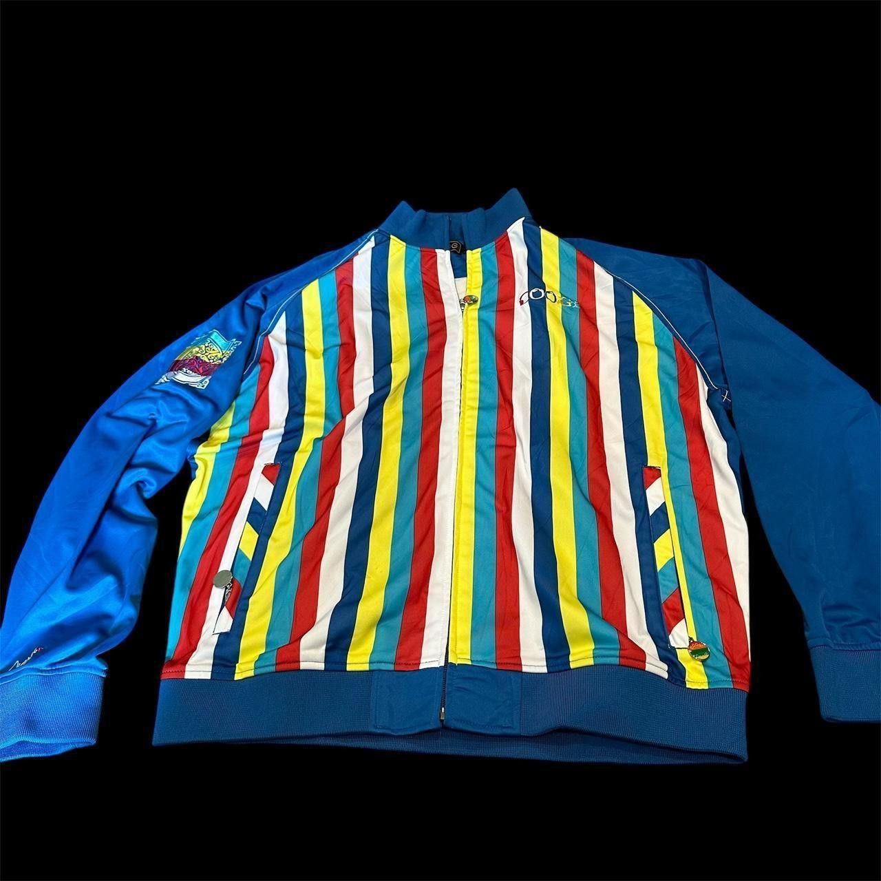 COOGI Y2K Striped Mountain Design deals Embroidery Full Zip Up Track Jacket