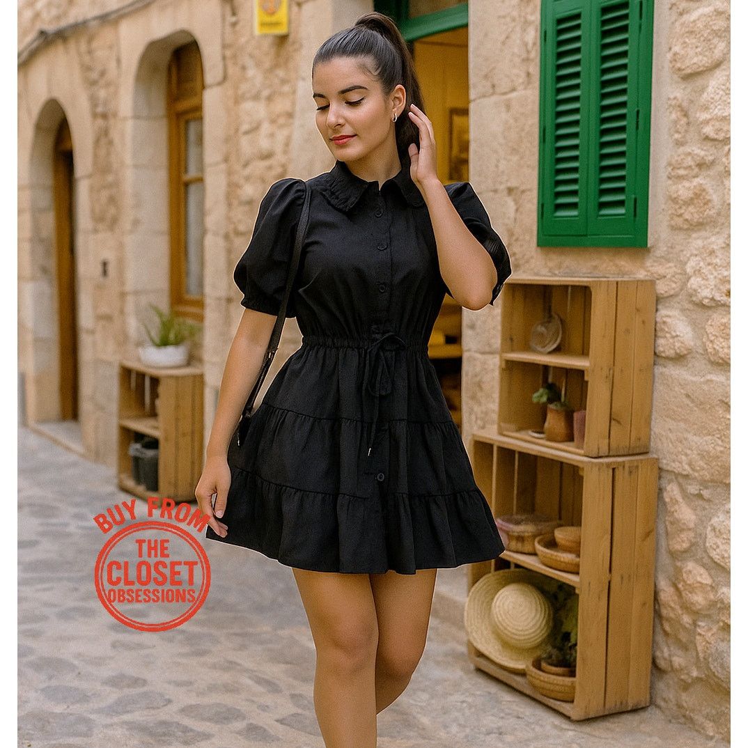 Zara ZARA Black Puff Sleeve Mini Dress NWT Size L / US 10 / IT 46 - 4 Thumbnail