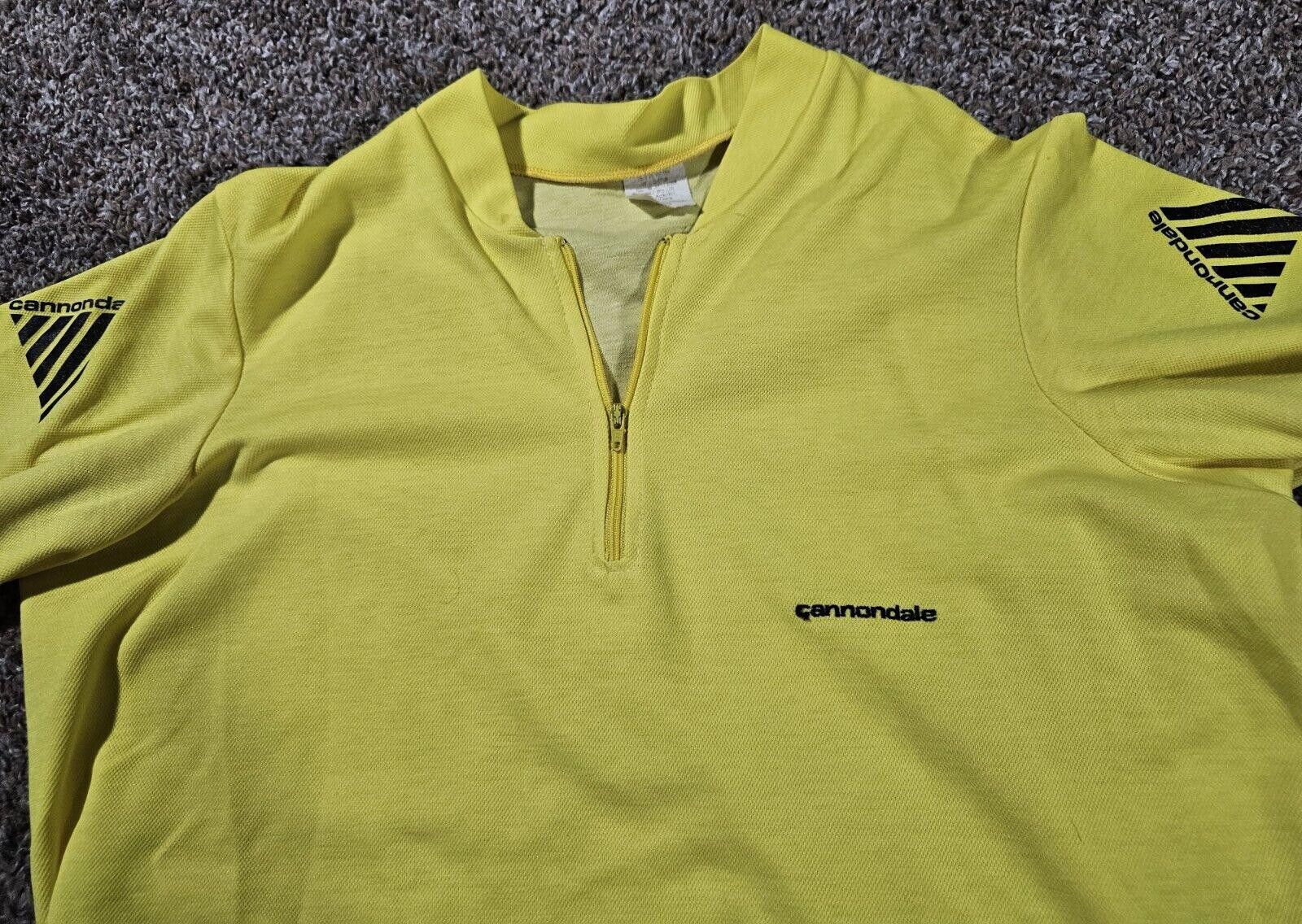Designer Vintage Cannondale Cycling Jersey Yellow Zip XL USA MADE Size ONE SIZE - 2 Thumbnail