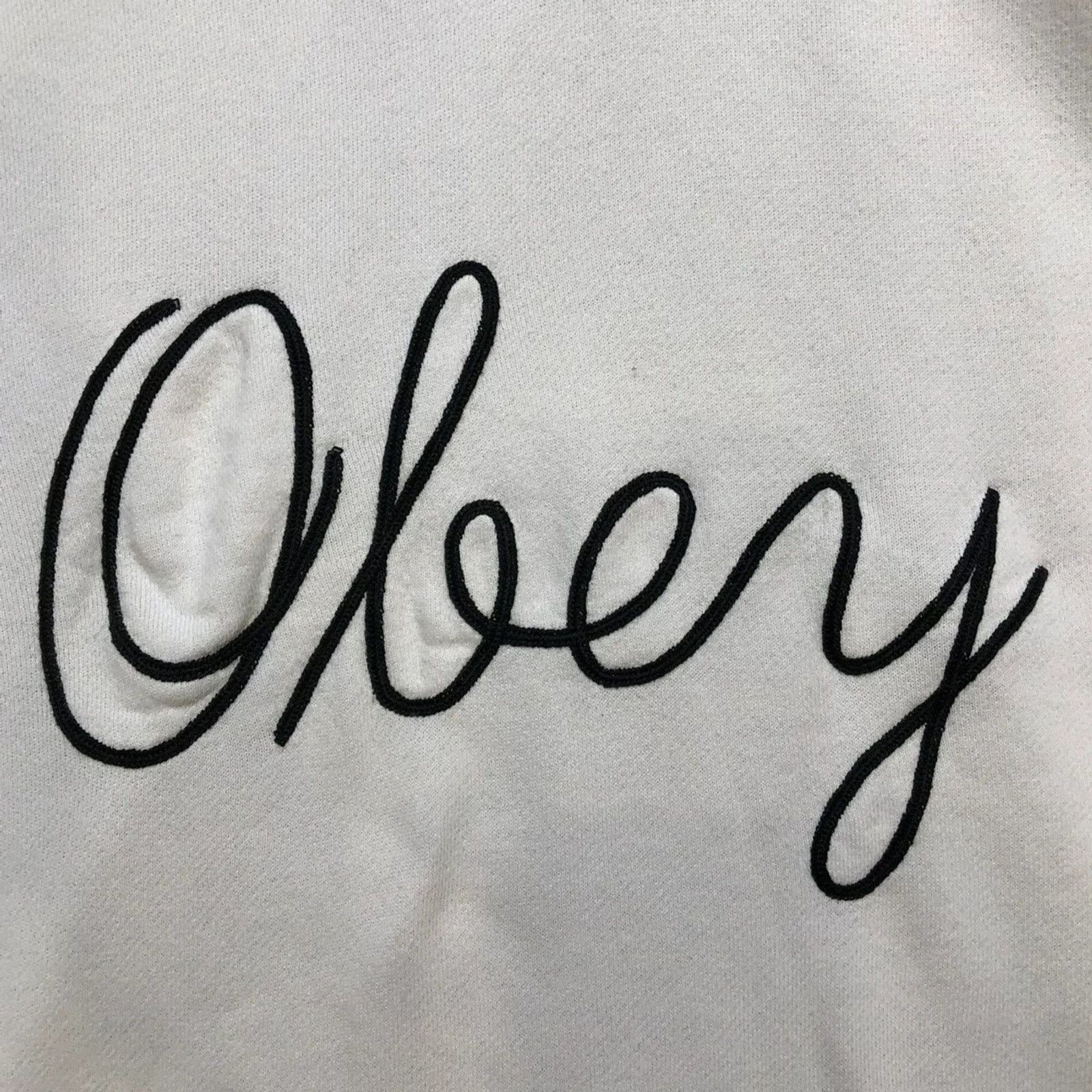 Obey × Vintage Obey Hoodie Distressed Skate Grunge Spell Out Pullover Size US M / EU 48-50 / 2 - 2 Thumbnail