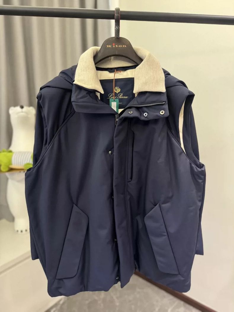 Loro Piana LORO PIANA Men's collarless casual jacket Size US XL / EU 56 / 4 - 4 Thumbnail