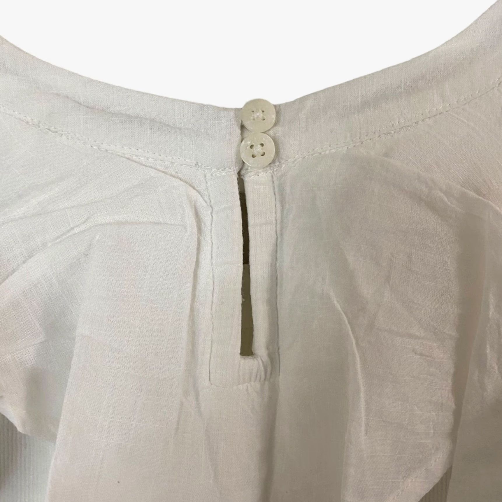 Anthropologie VINTAGE Maeve Anthropologie Women's Tank Top Sleeveless Ruffle Halter Cotton Blend Small White Blouse Size S / US 4 / IT 40 - 6 Thumbnail