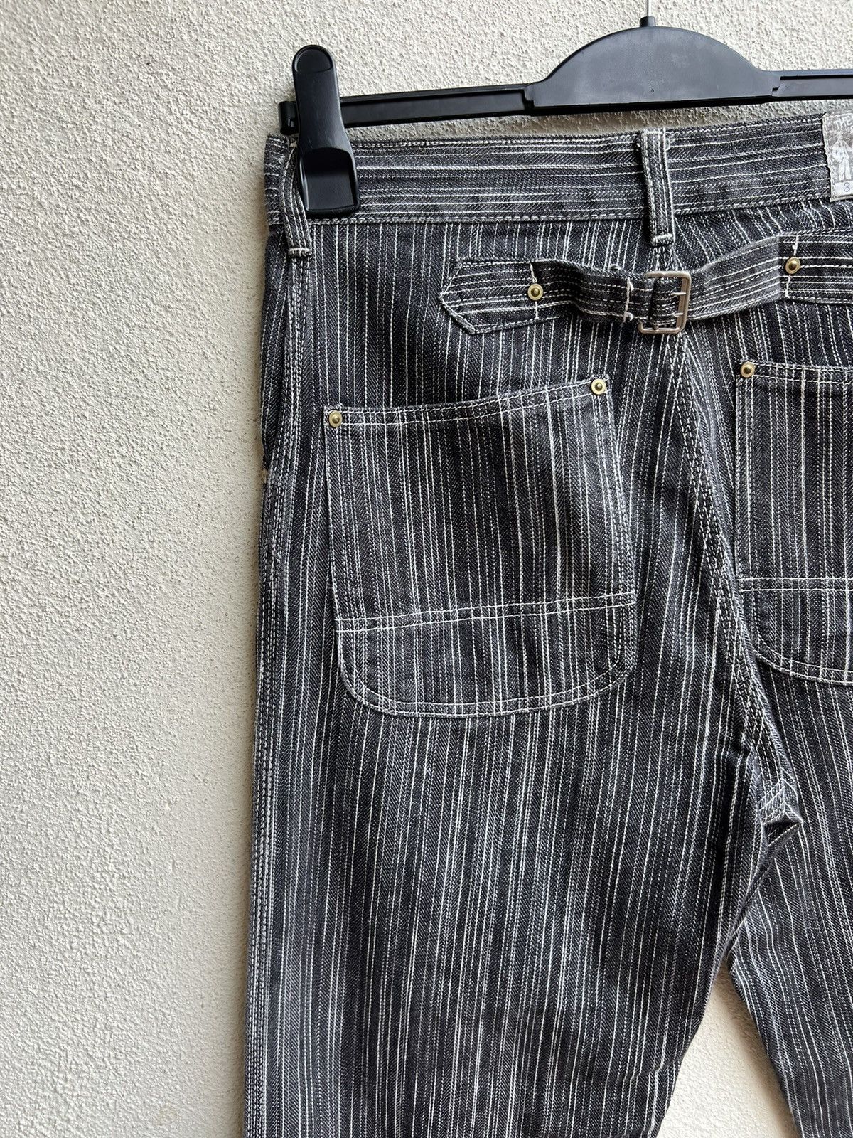 Pherrow's STORMY BLUE Japan Buckle Back Striped Carpenter Denim Jeans Size US 30 / EU 46 - 15 Thumbnail