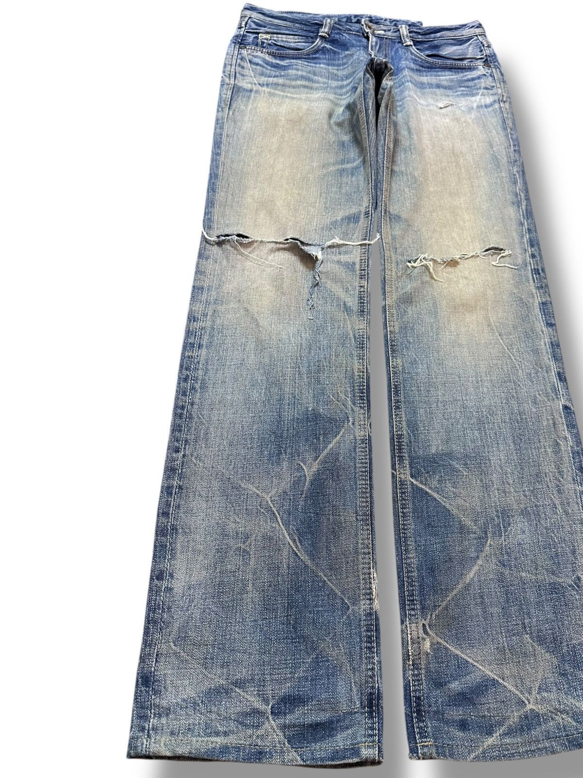 Japanese Brand Vintage Brappers Mudwash Ripped Distressed Denim Size US 31 - 3 Thumbnail
