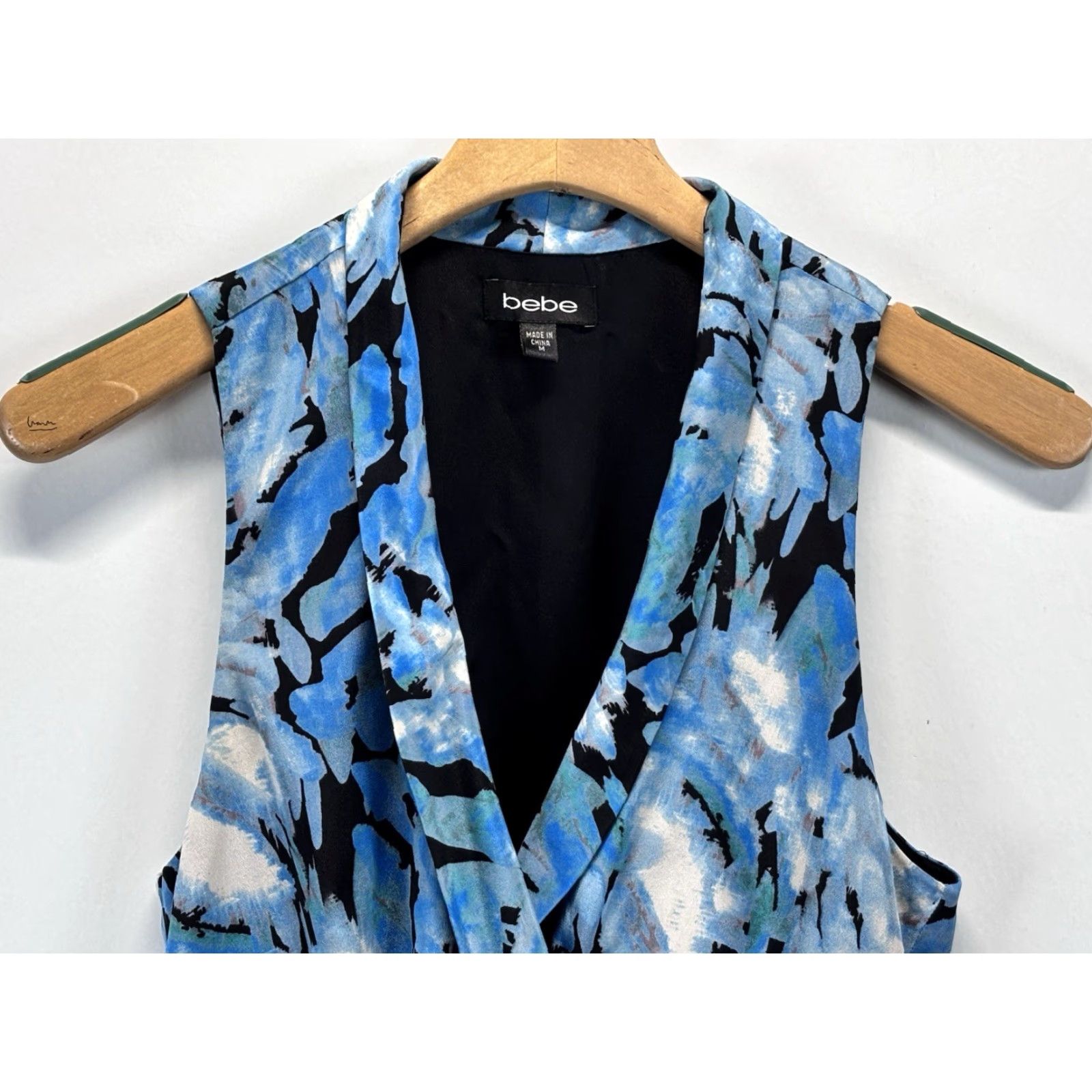 Bebe Bebe Romper Womens Medium Blue Silk Blend Sleeveless Y2K Party Womens Size 32" / US 10 / IT 46 - 2 Thumbnail